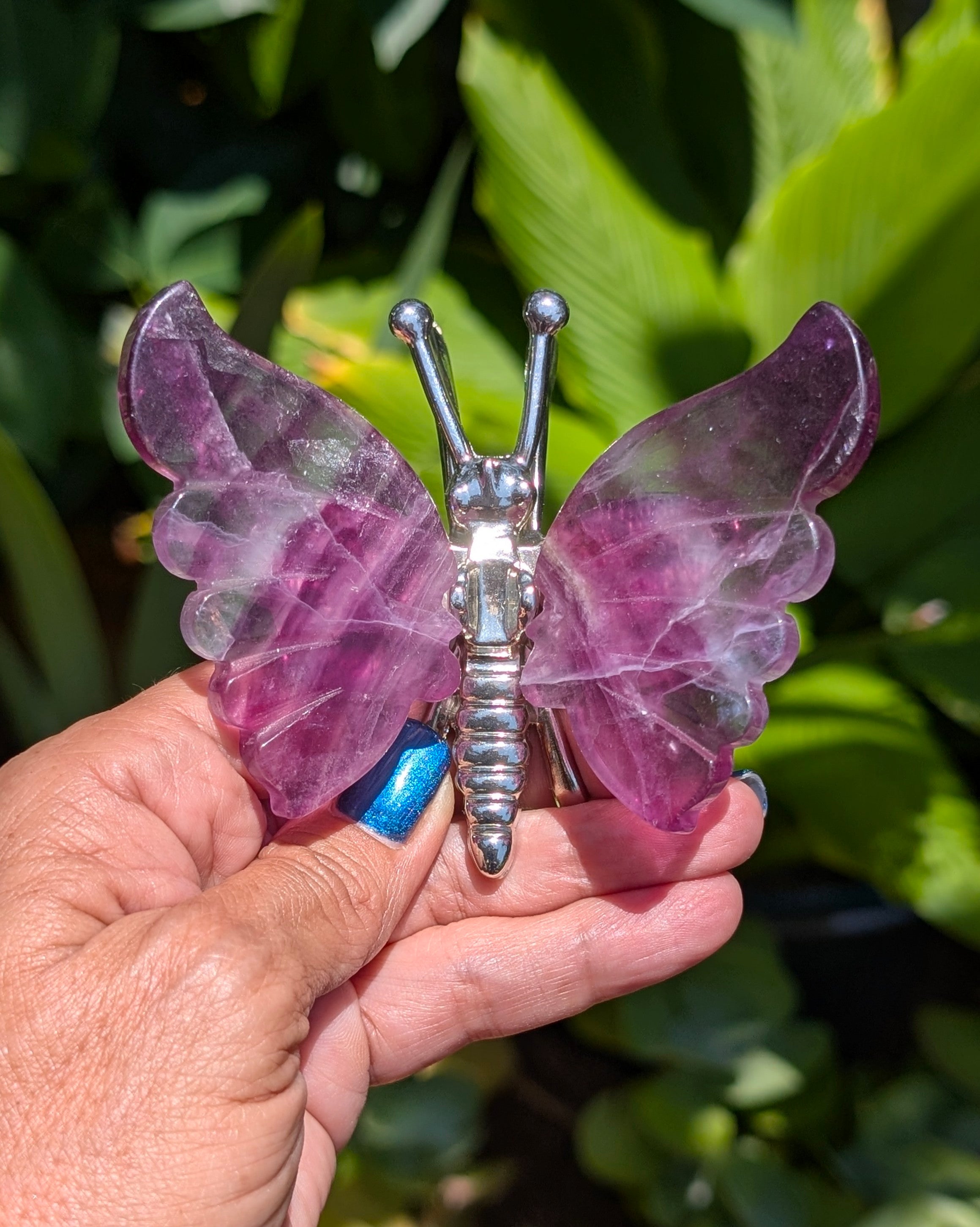 Silver Chrome Butterfly with Amethyst Wings - Opt. D