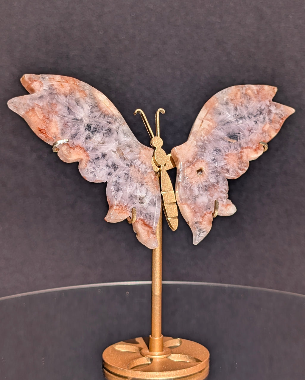 Flower Agate Butterfly on stand B