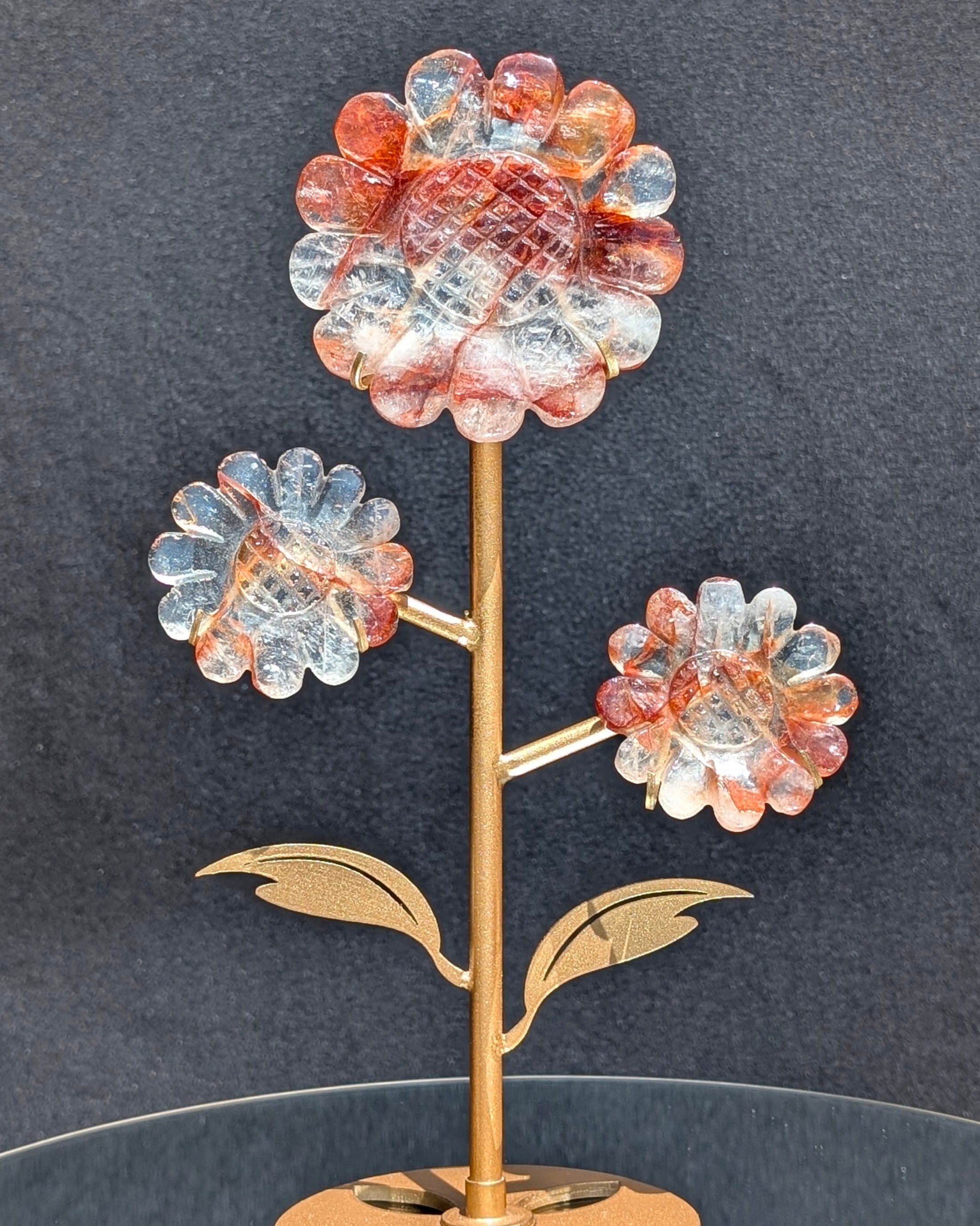 Fire Quartz Daisy on stand