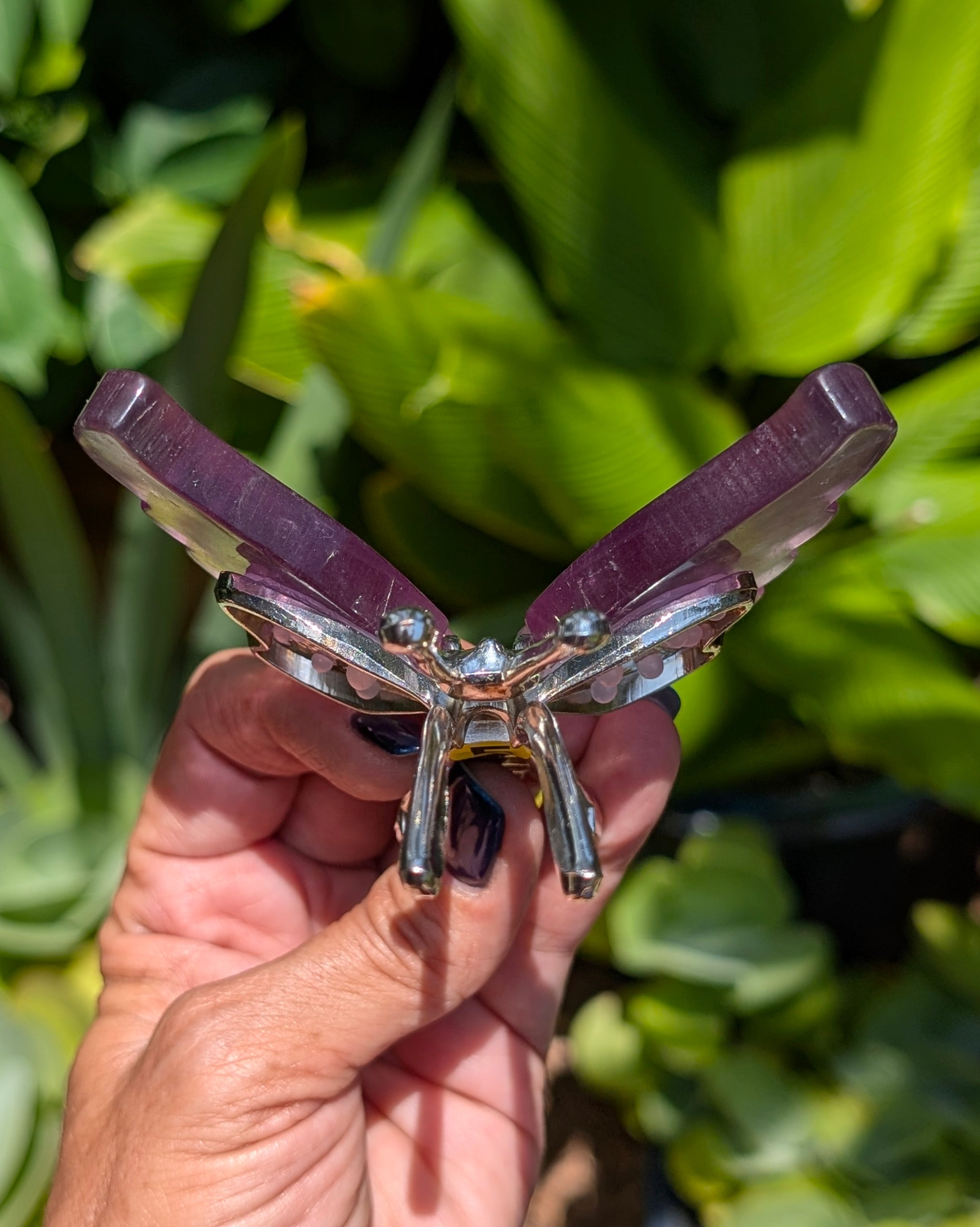 Silver Chrome Butterfly with Amethyst Wings - Opt. E