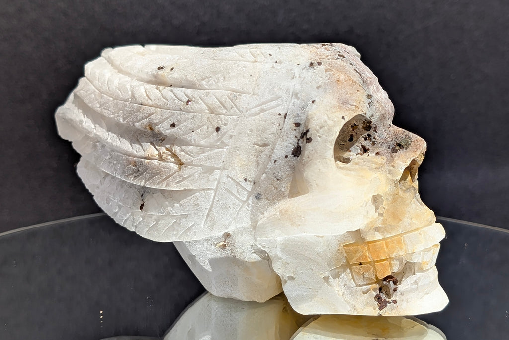 Quartz Skull with Feather Headdress A