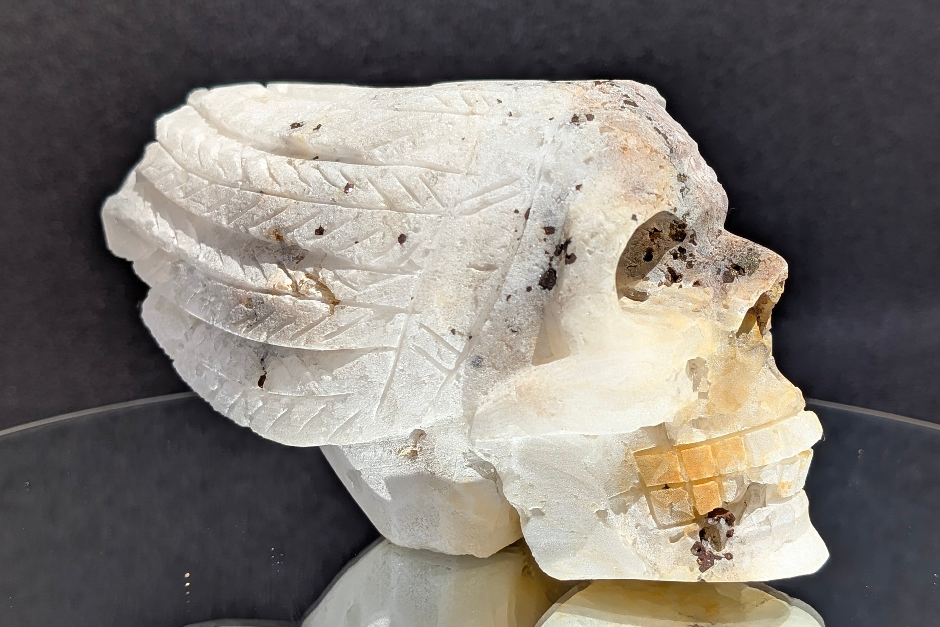 Quartz Skull with Feather Headdress A
