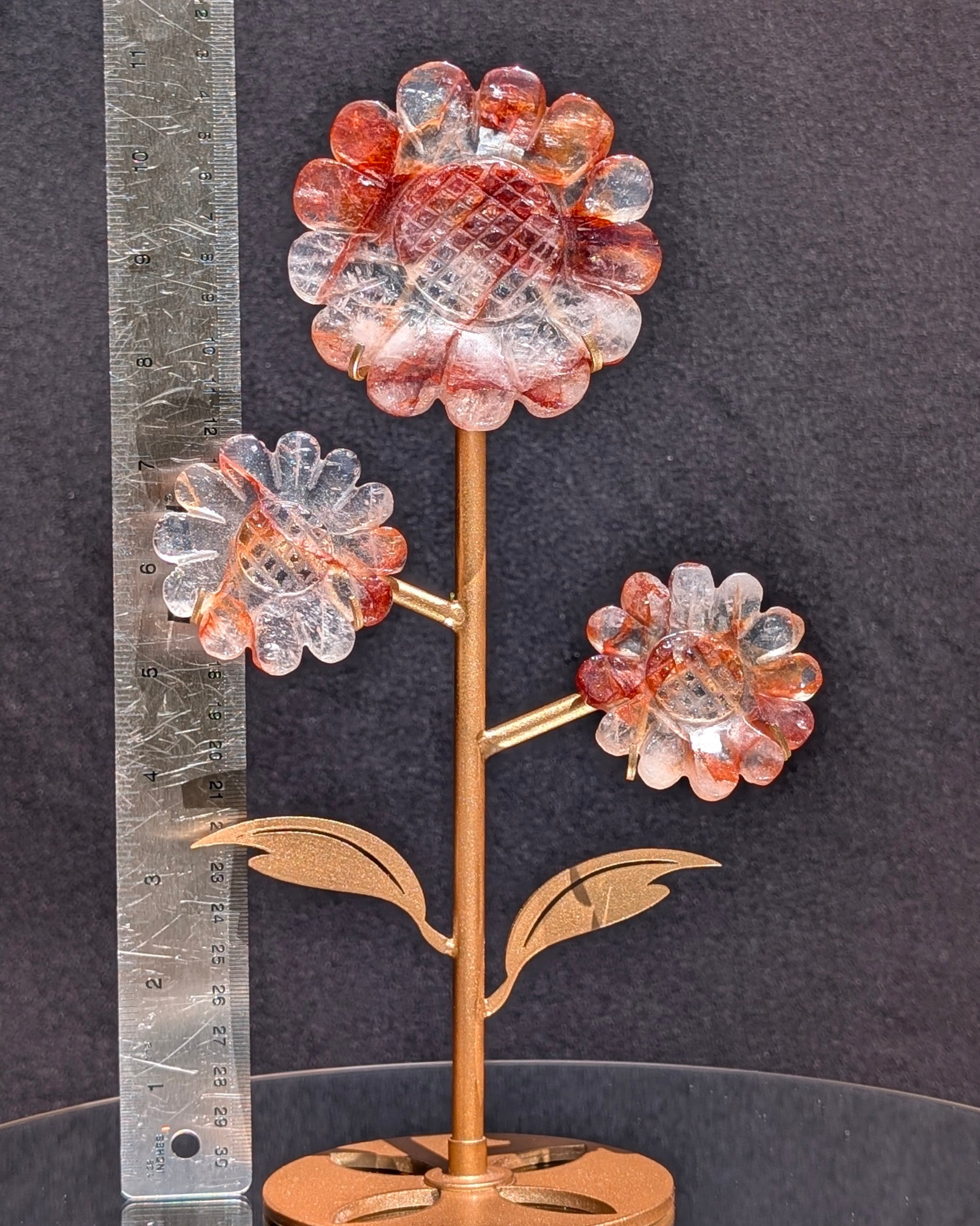 Fire Quartz Daisy on stand