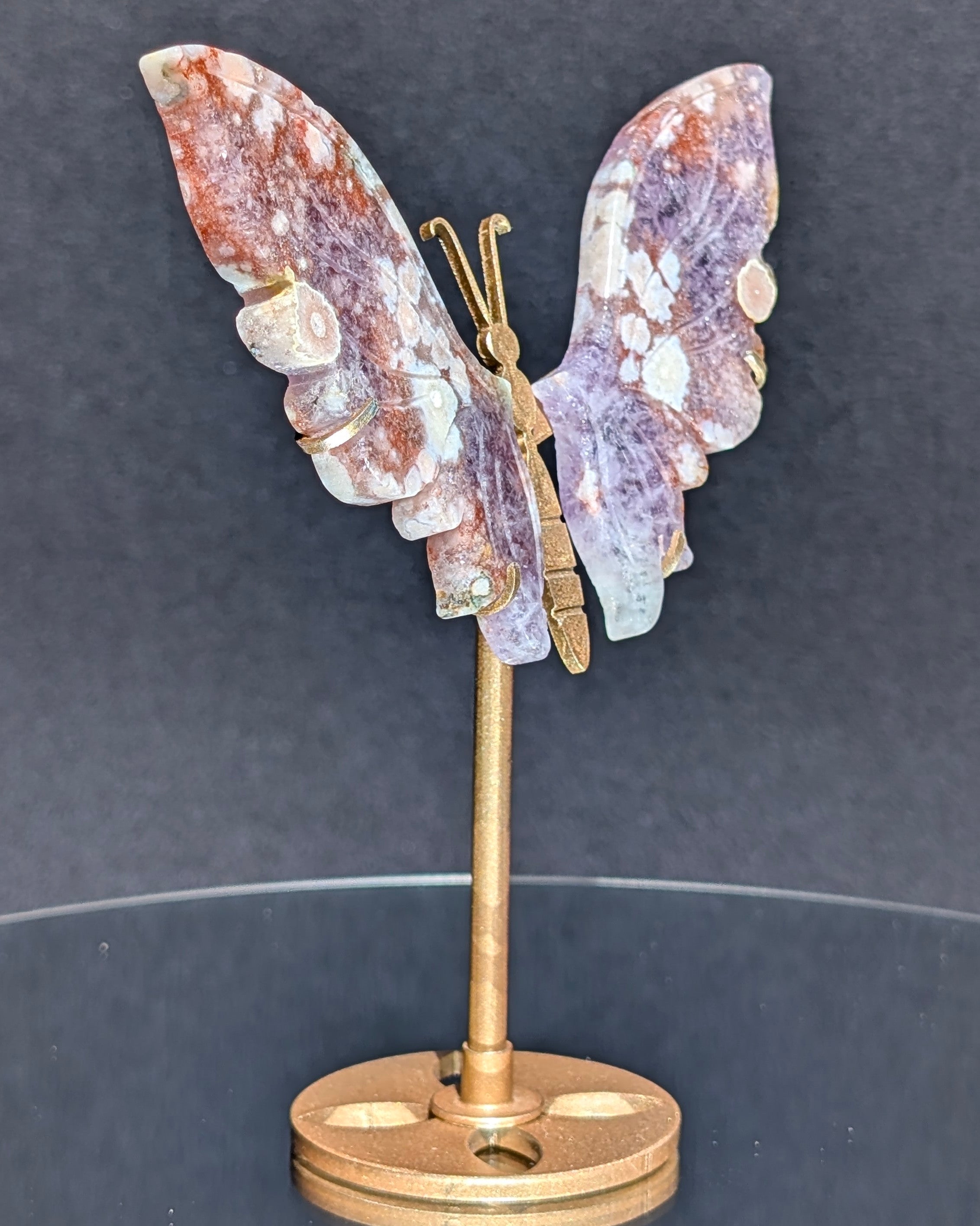 Flower Agate Butterfly on stand C