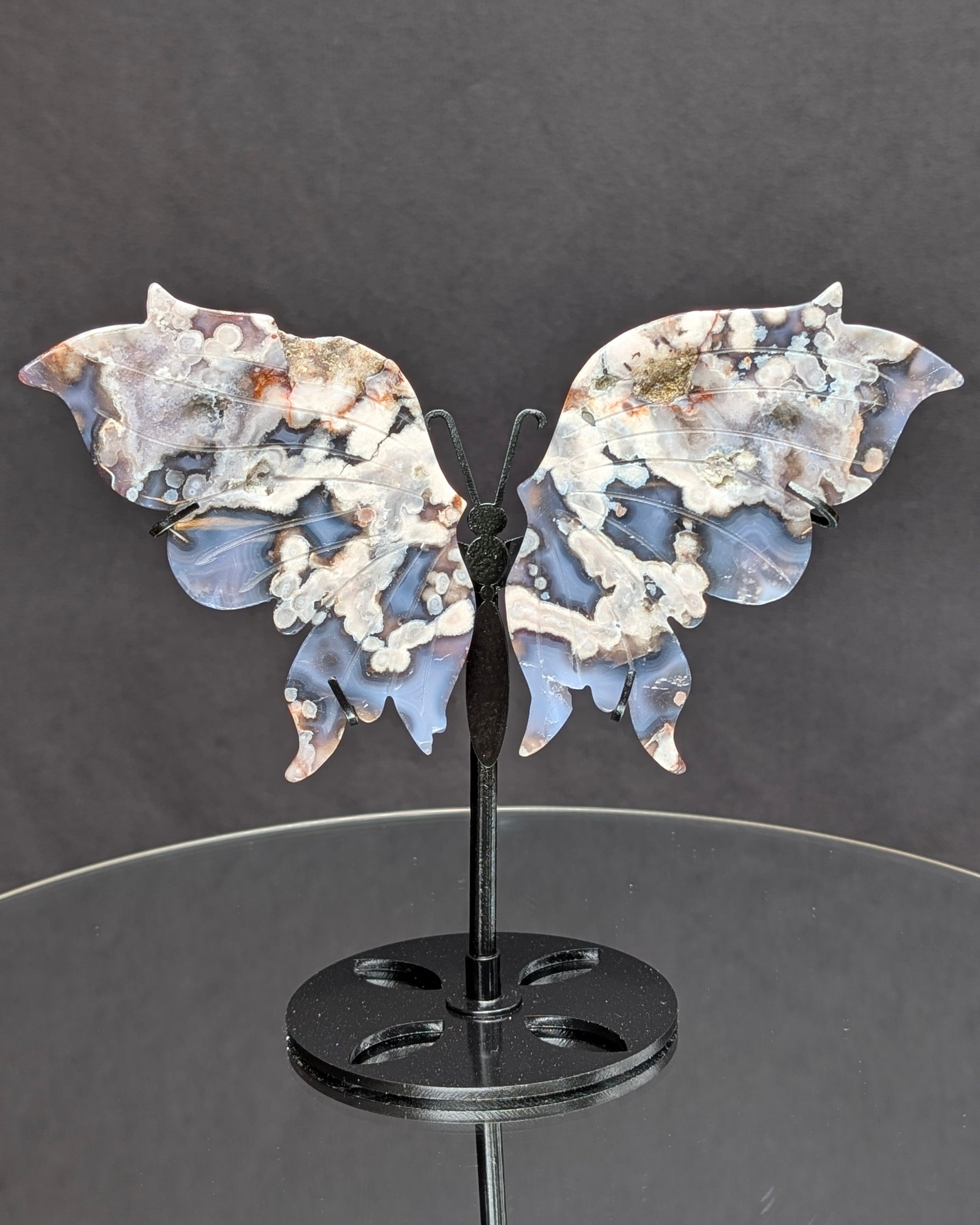 Blue Flower Agate Butterfly Z