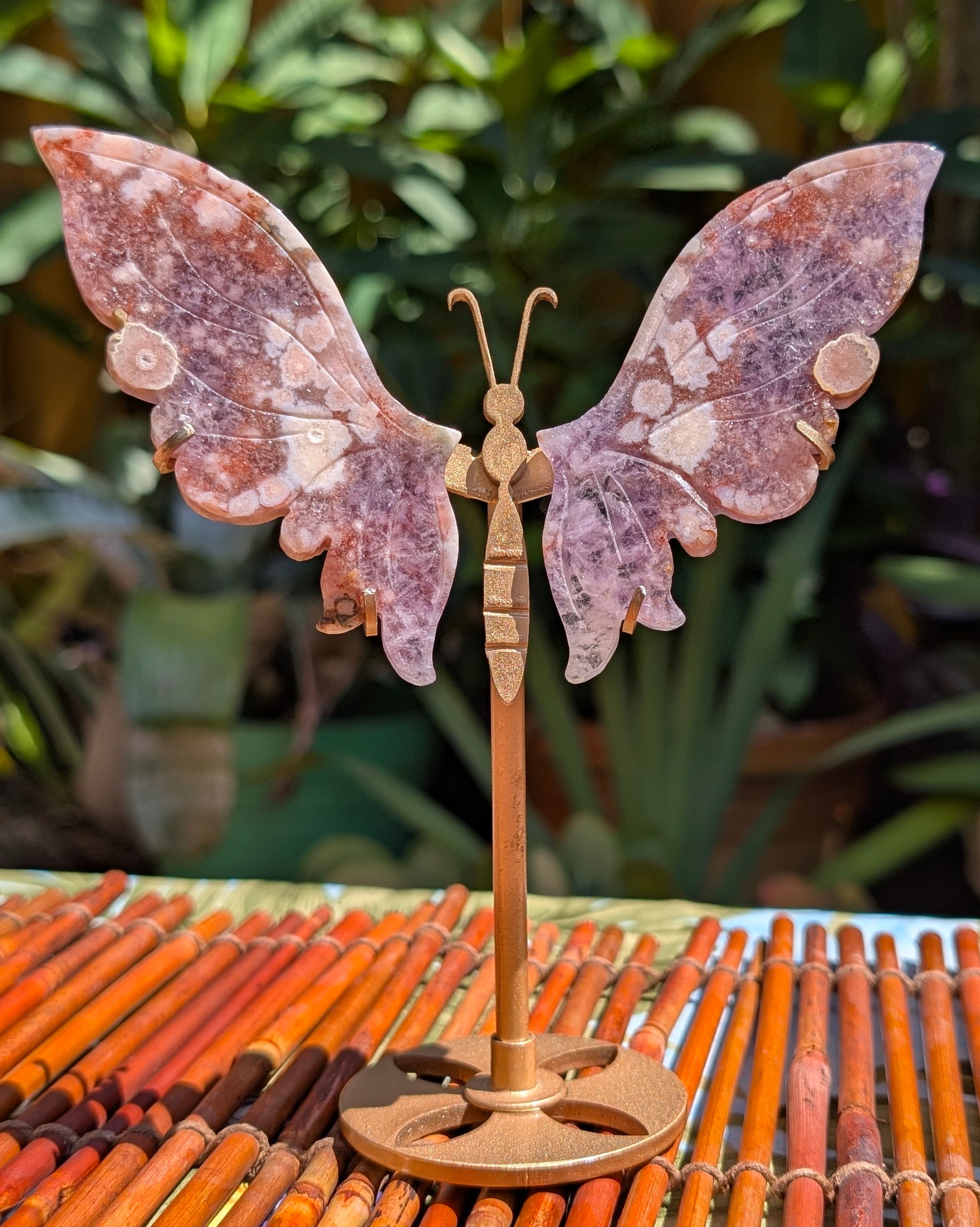 Flower Agate Butterfly on stand C