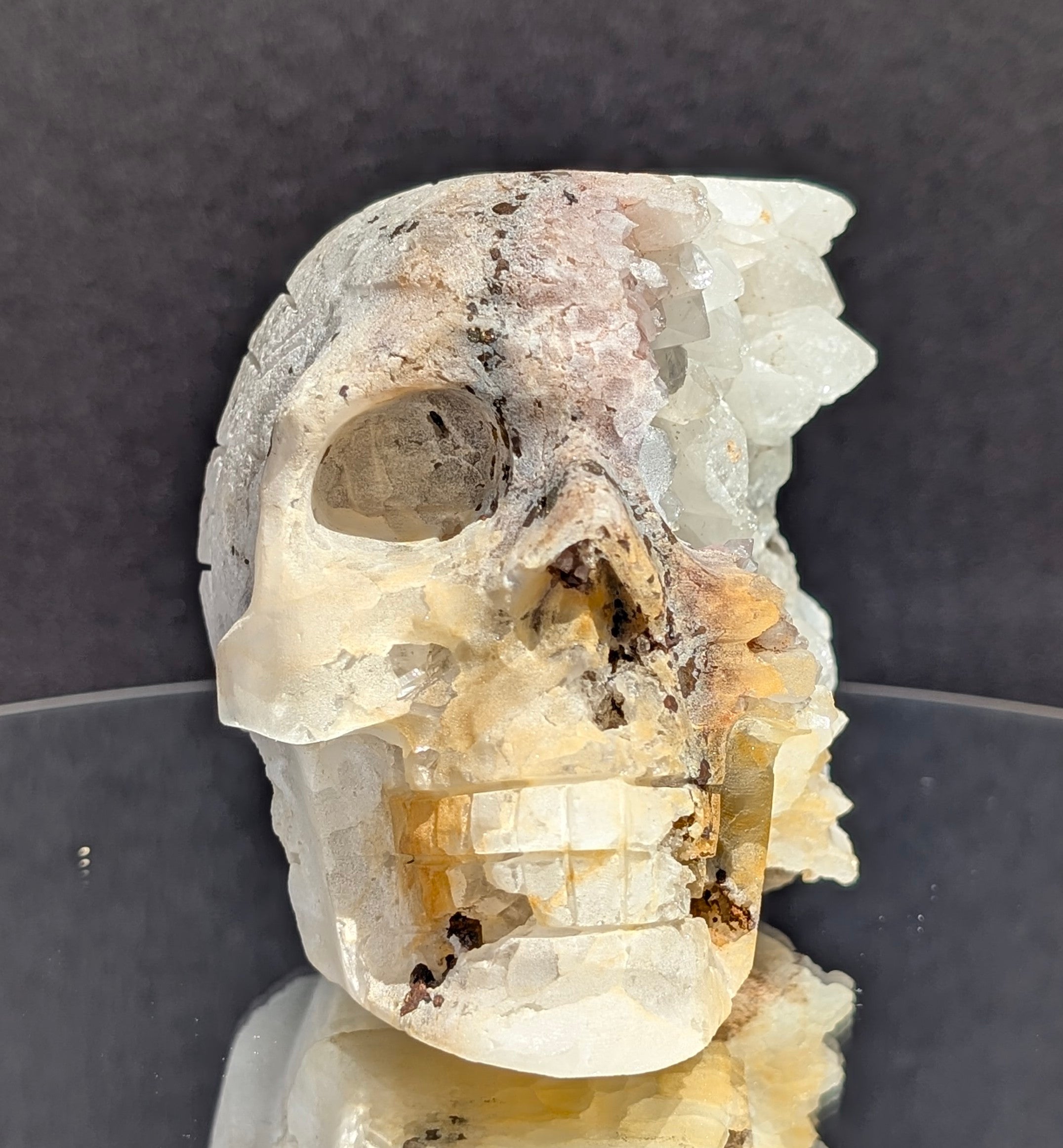 Quartz Skull with Feather Headdress A