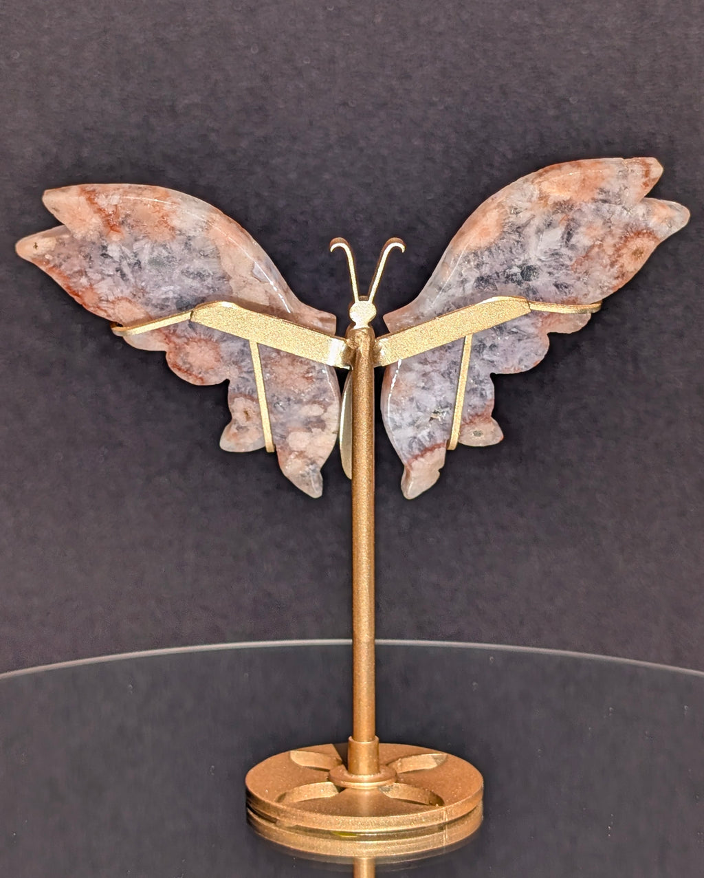 Flower Agate Butterfly on stand B