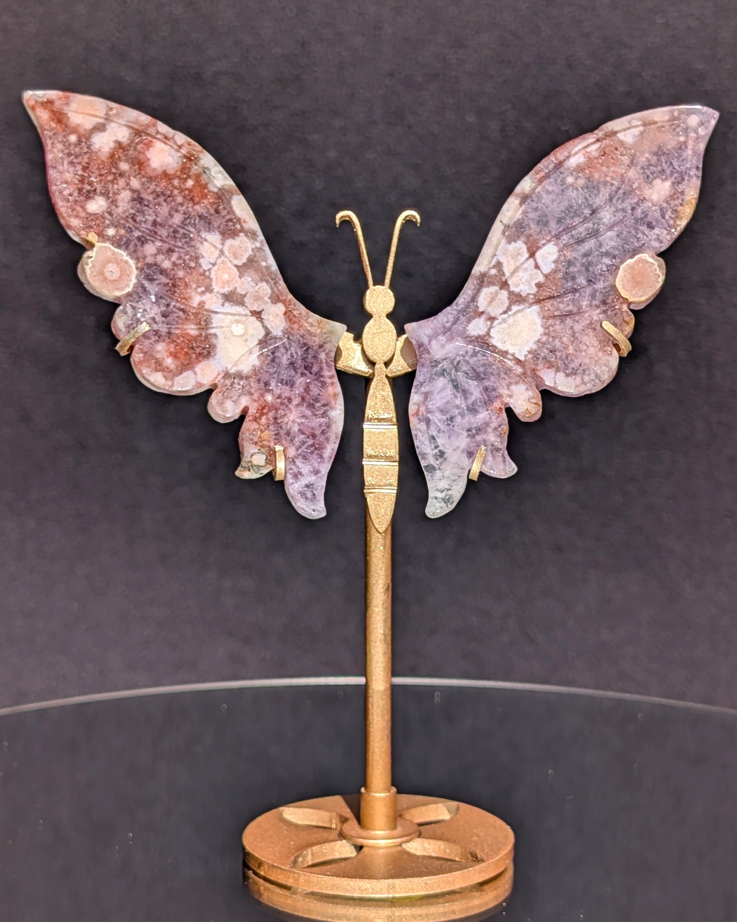 Flower Agate Butterfly on stand C