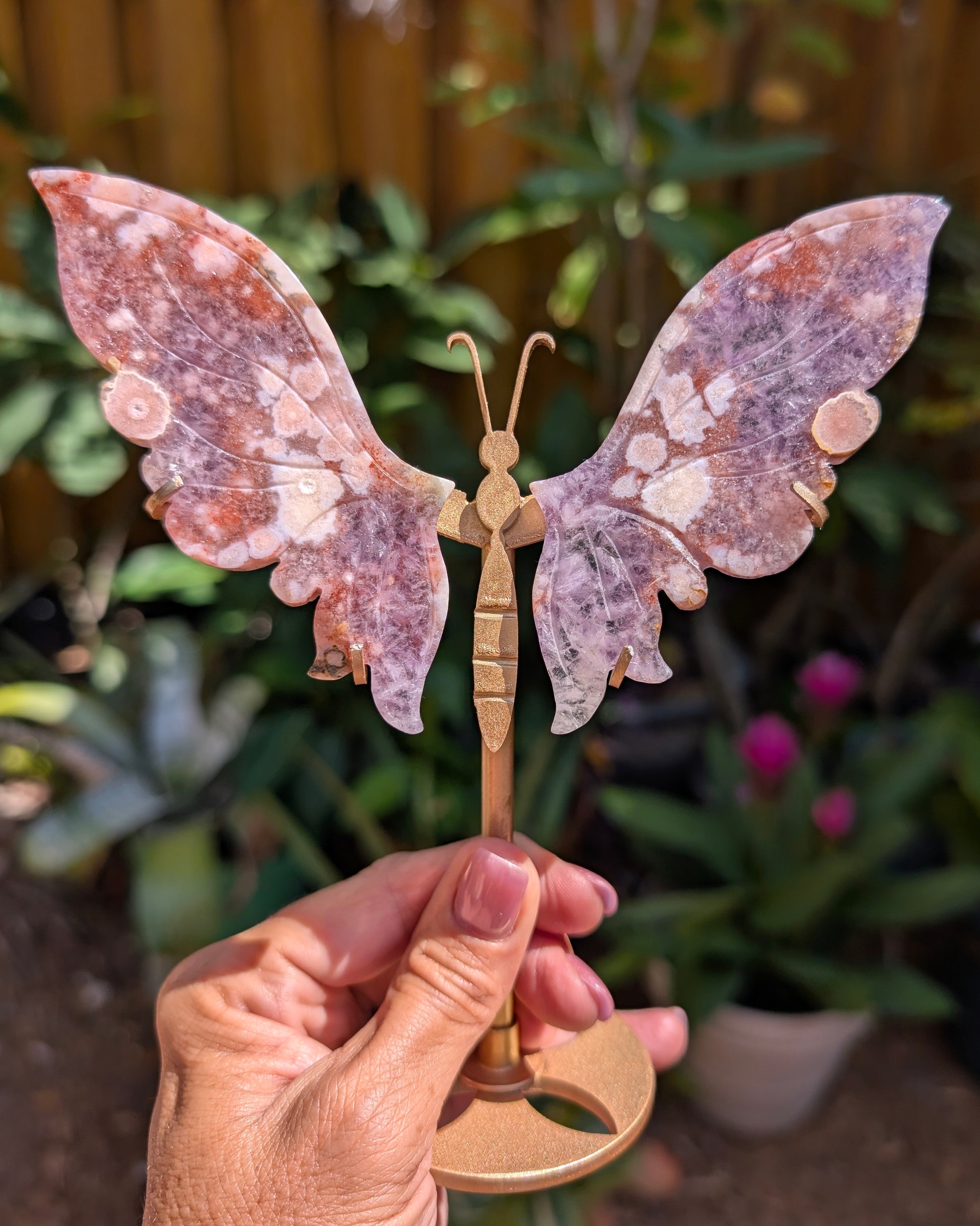 Flower Agate Butterfly on stand C
