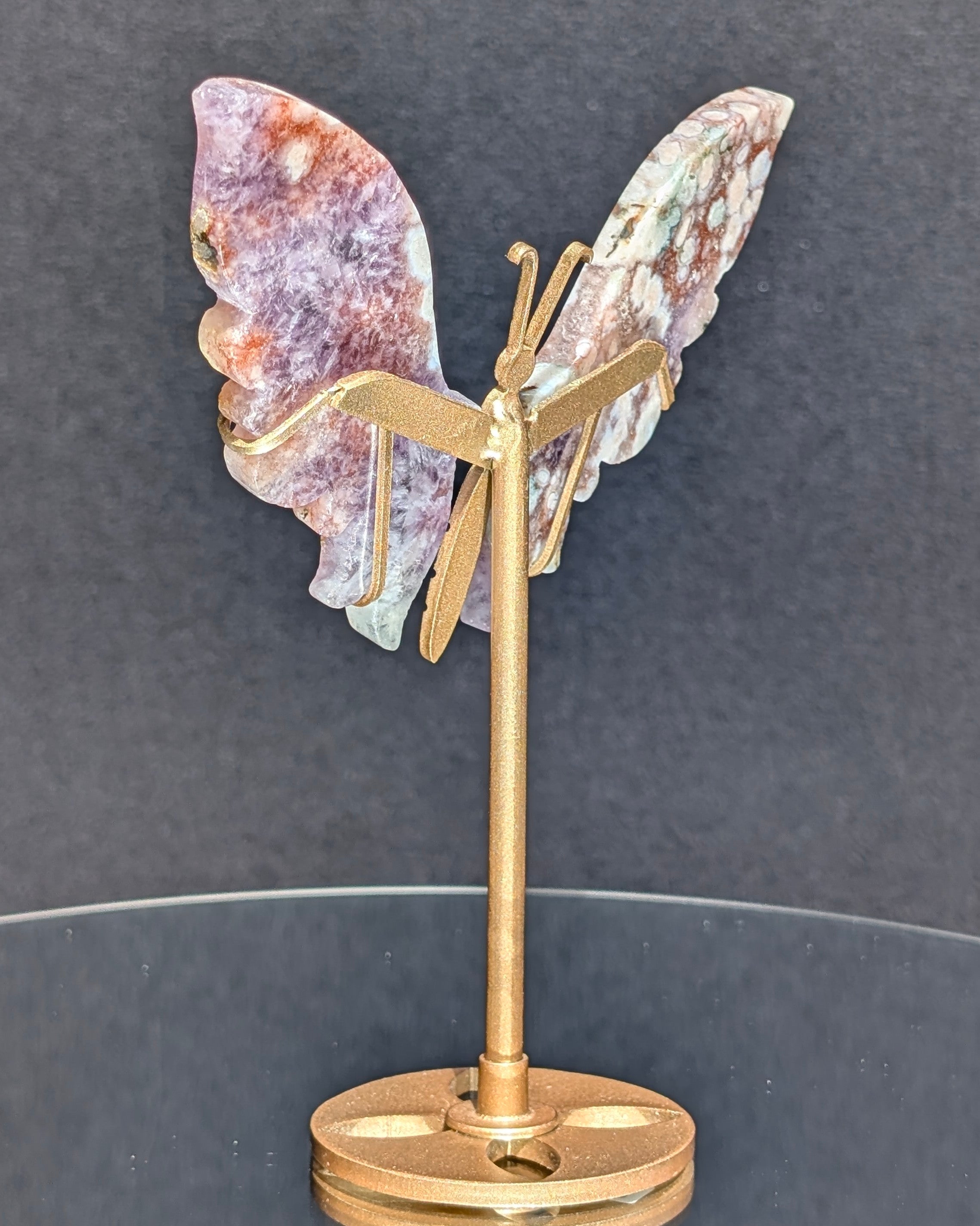 Flower Agate Butterfly on stand C