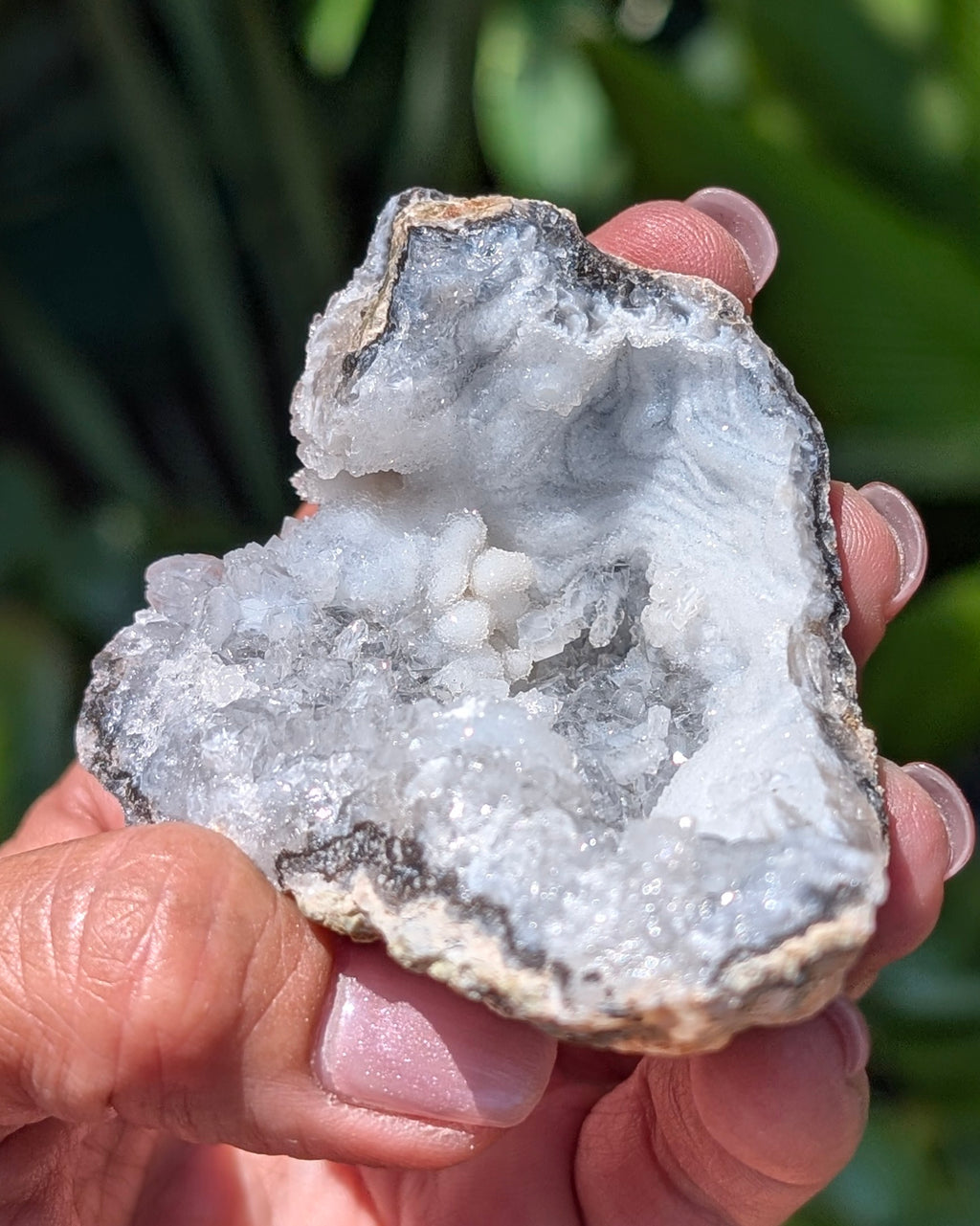 Fluorescent Trancas Geode with Quartz Crystals H