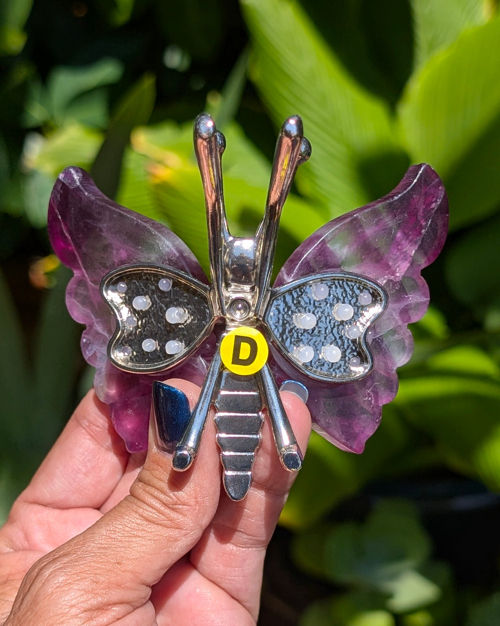 Silver Chrome Butterfly with Amethyst Wings - Opt. D