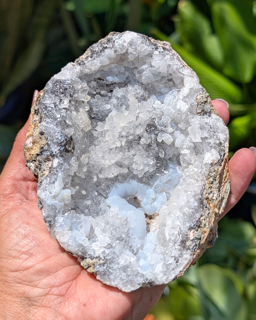 Fluorescent Trancas Geode with Helicites and Chalcedony F