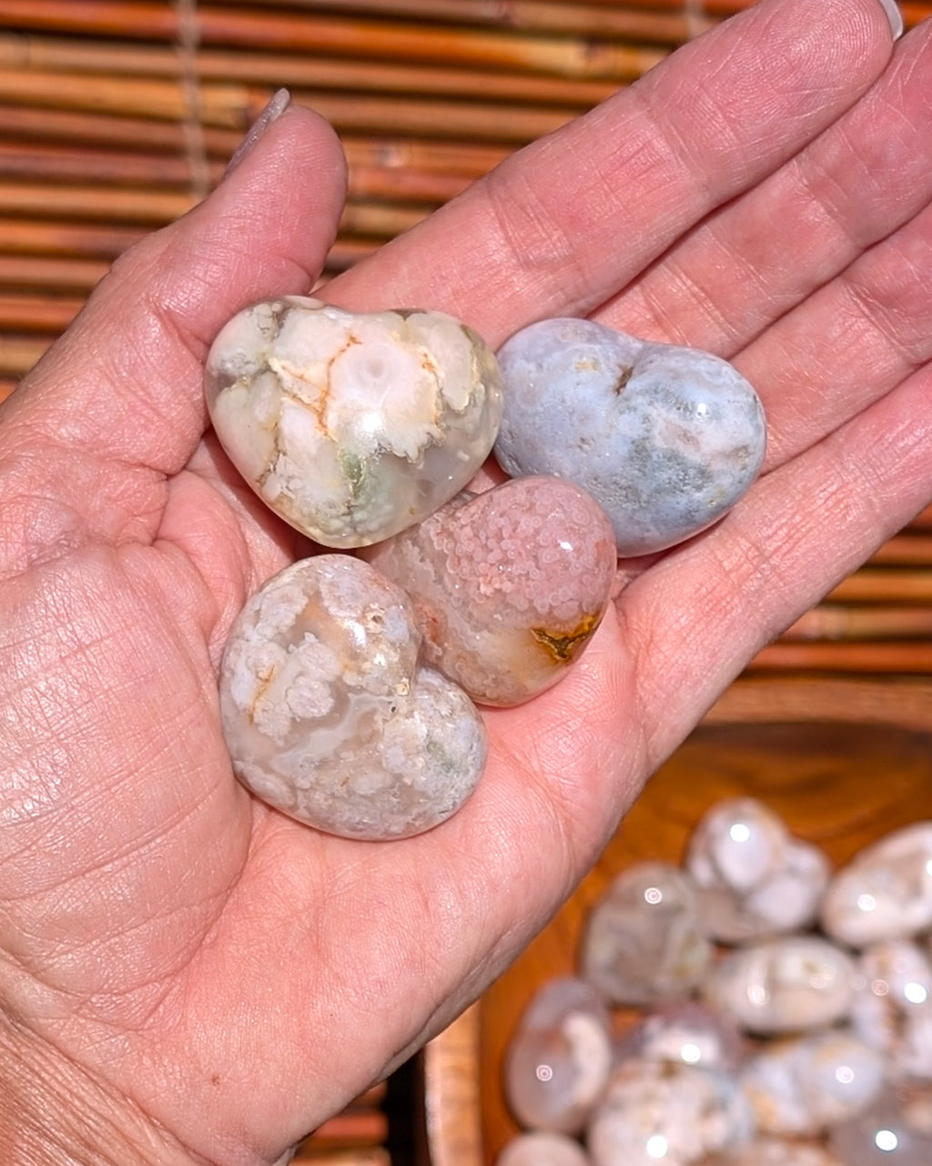 Adorable Flower Agate Mini Hearts