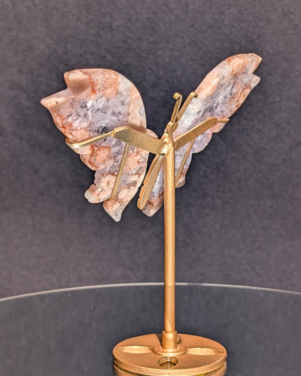 Flower Agate Butterfly on stand B