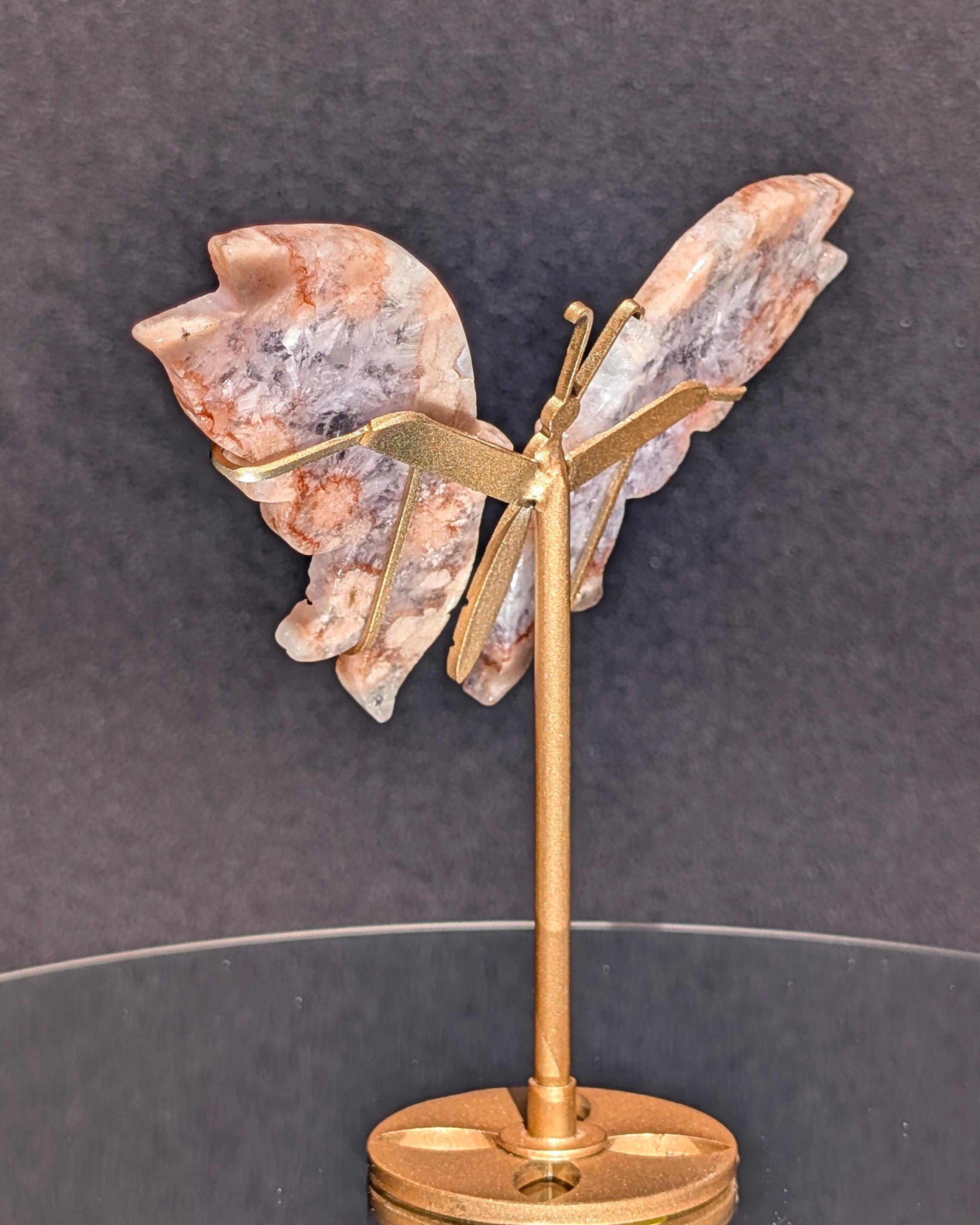 Flower Agate Butterfly on stand B