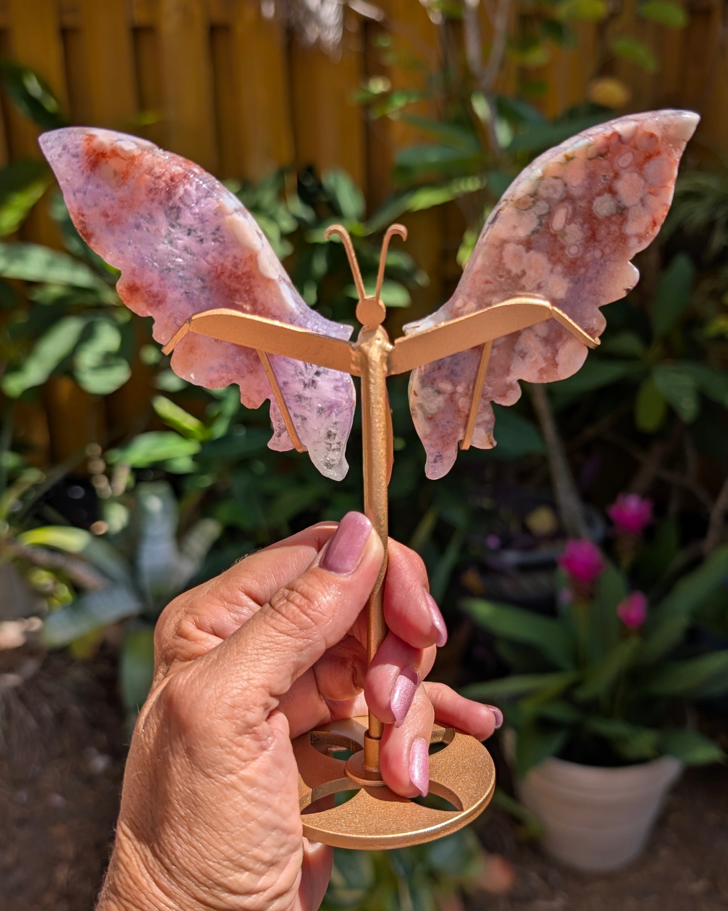 Flower Agate Butterfly on stand C