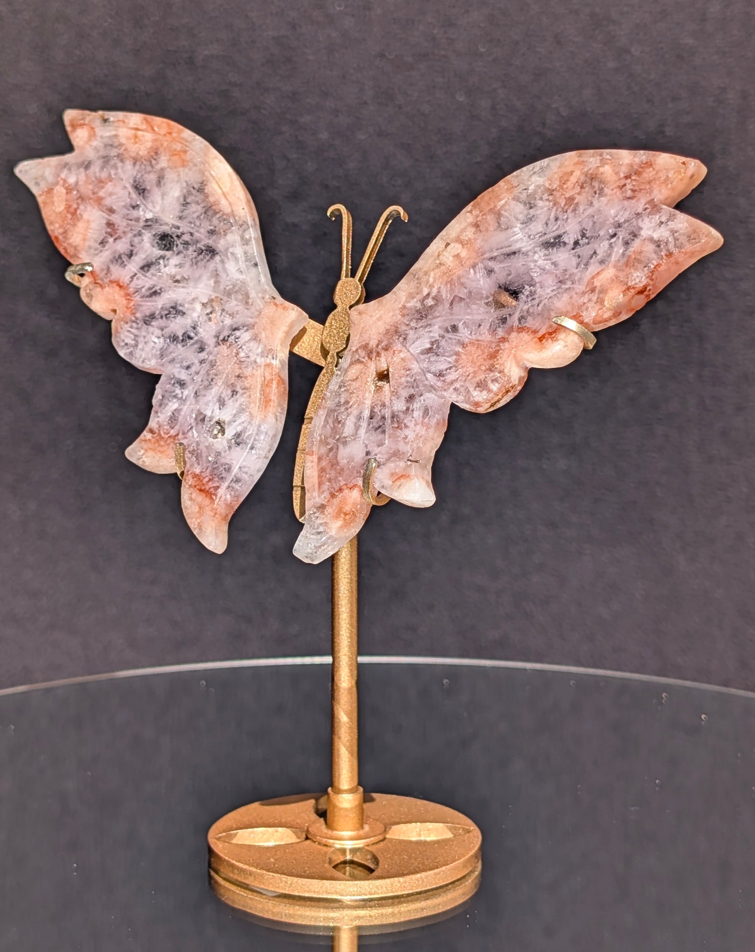 Flower Agate Butterfly on stand B