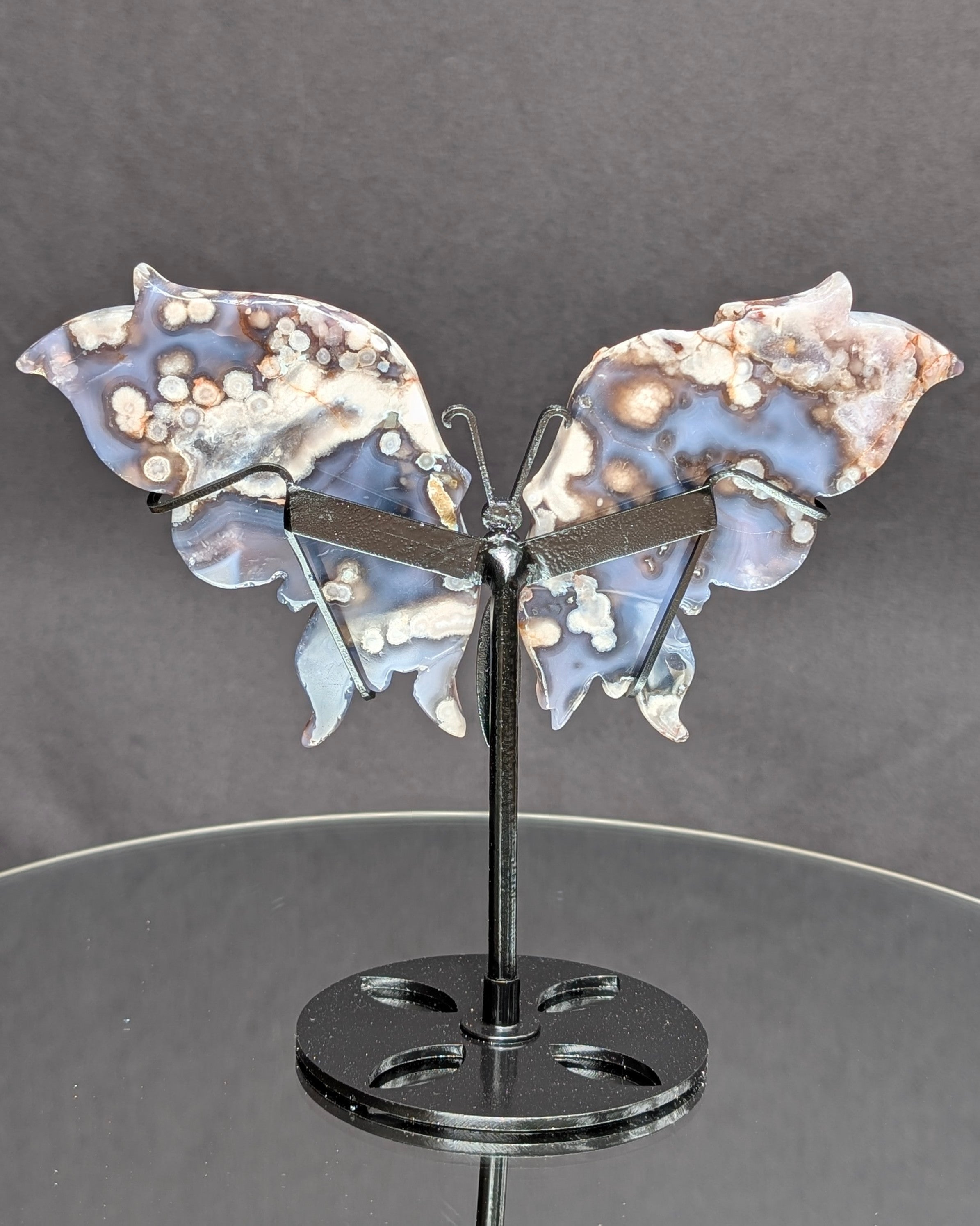 Blue Flower Agate Butterfly Z