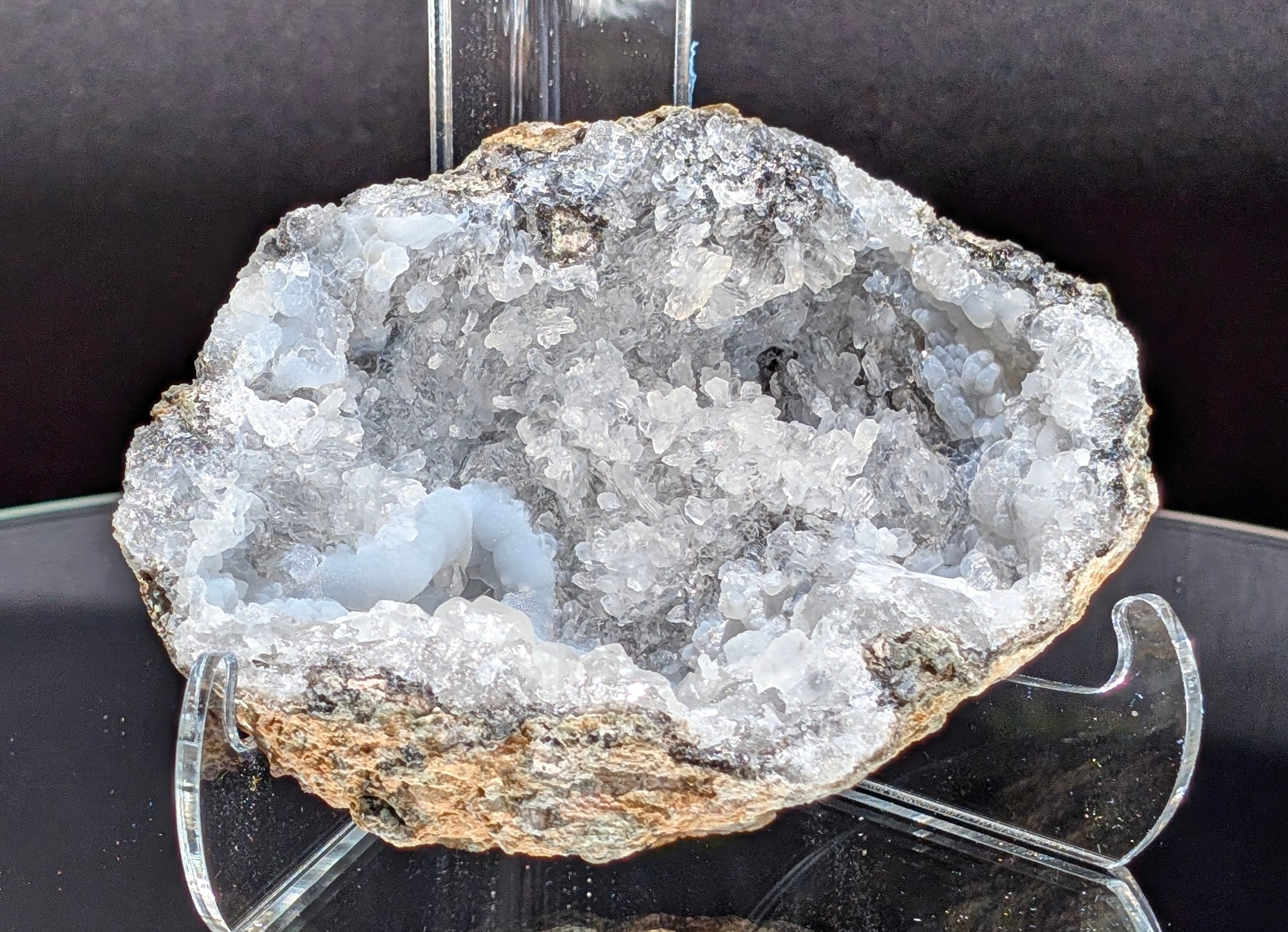 Fluorescent Trancas Geode with Helicites and Chalcedony F