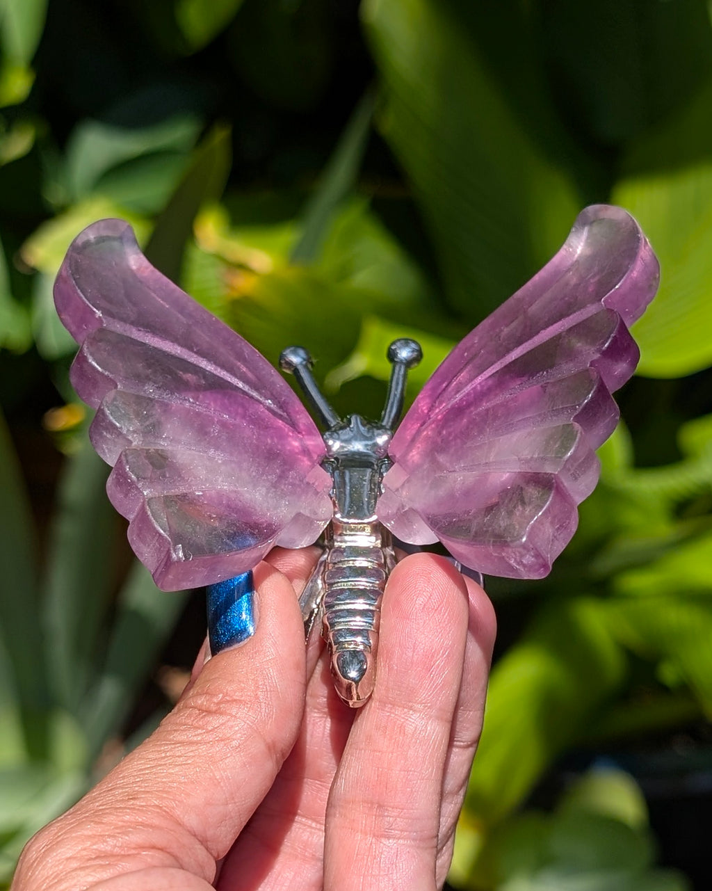 Silver Chrome Butterfly with Amethyst Wings - Opt. E