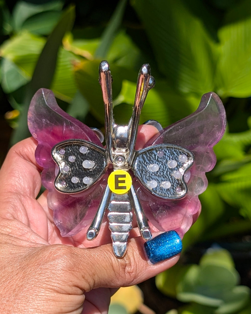 Silver Chrome Butterfly with Amethyst Wings - Opt. E