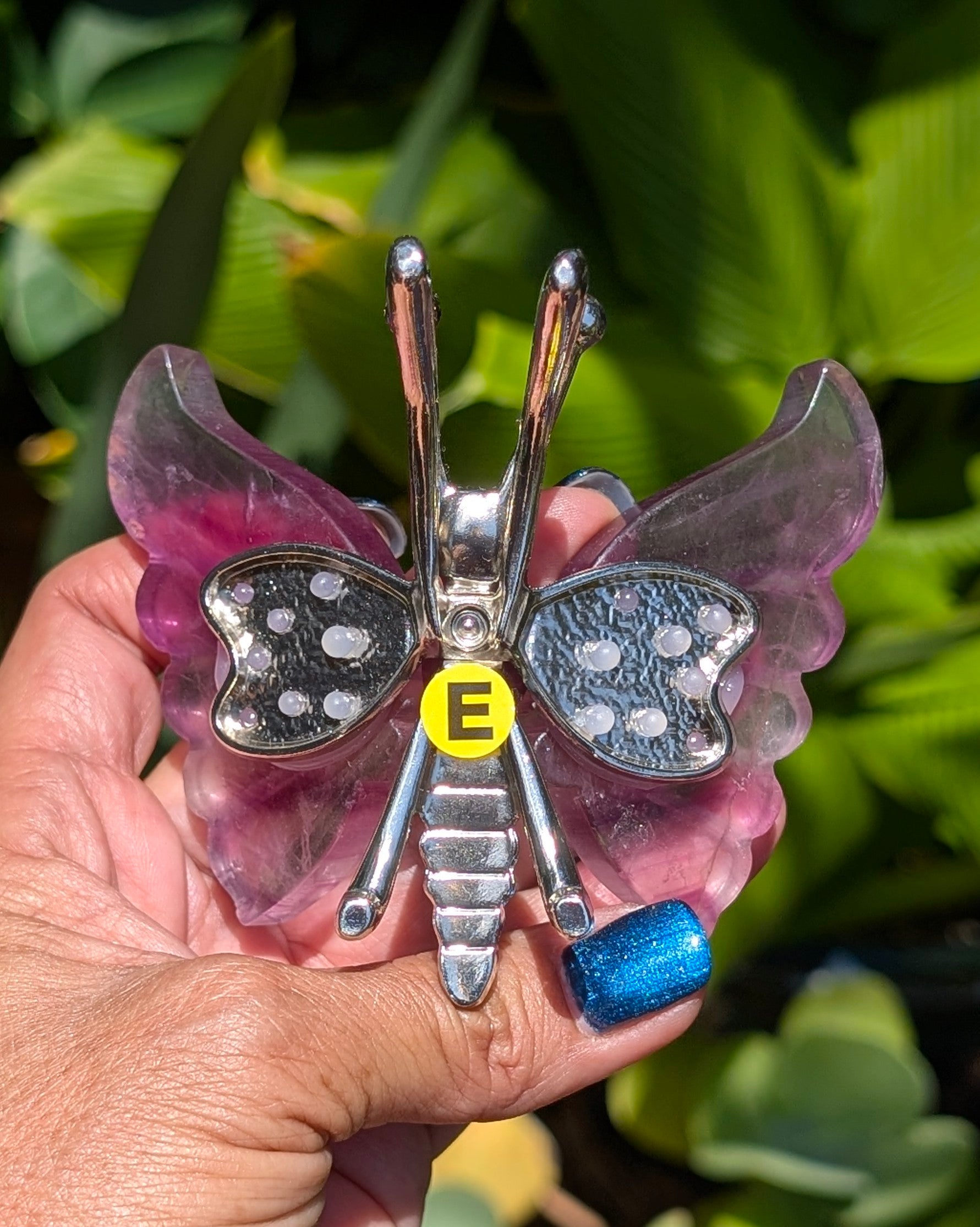 Silver Chrome Butterfly with Amethyst Wings - Opt. E