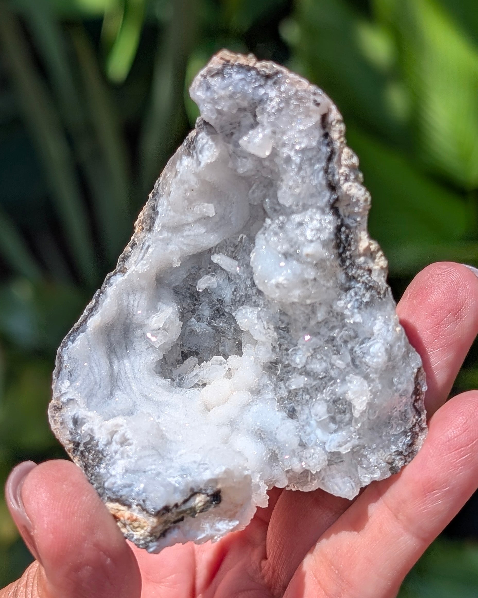 Fluorescent Trancas Geode with Quartz Crystals H