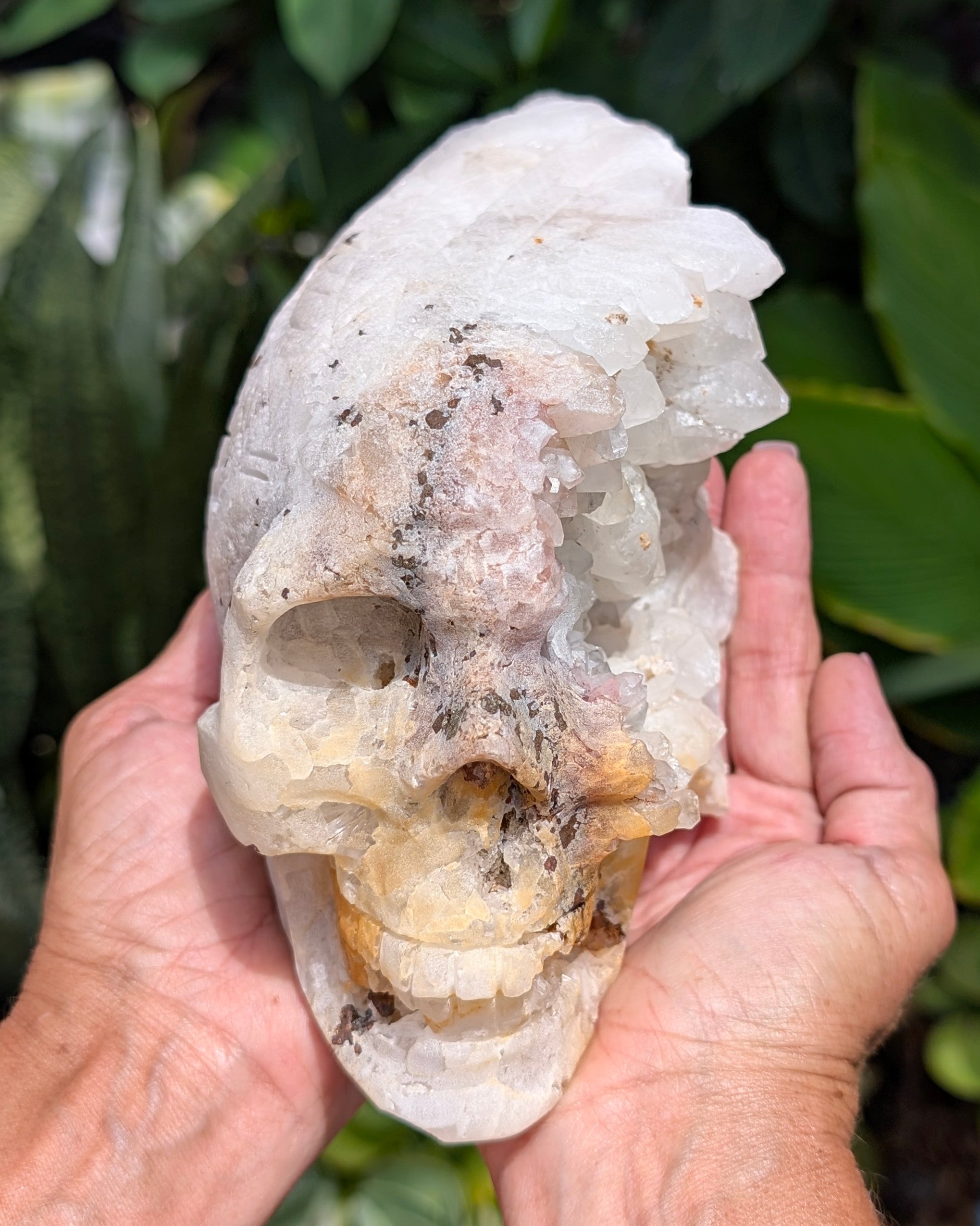 Quartz Skull with Feather Headdress A