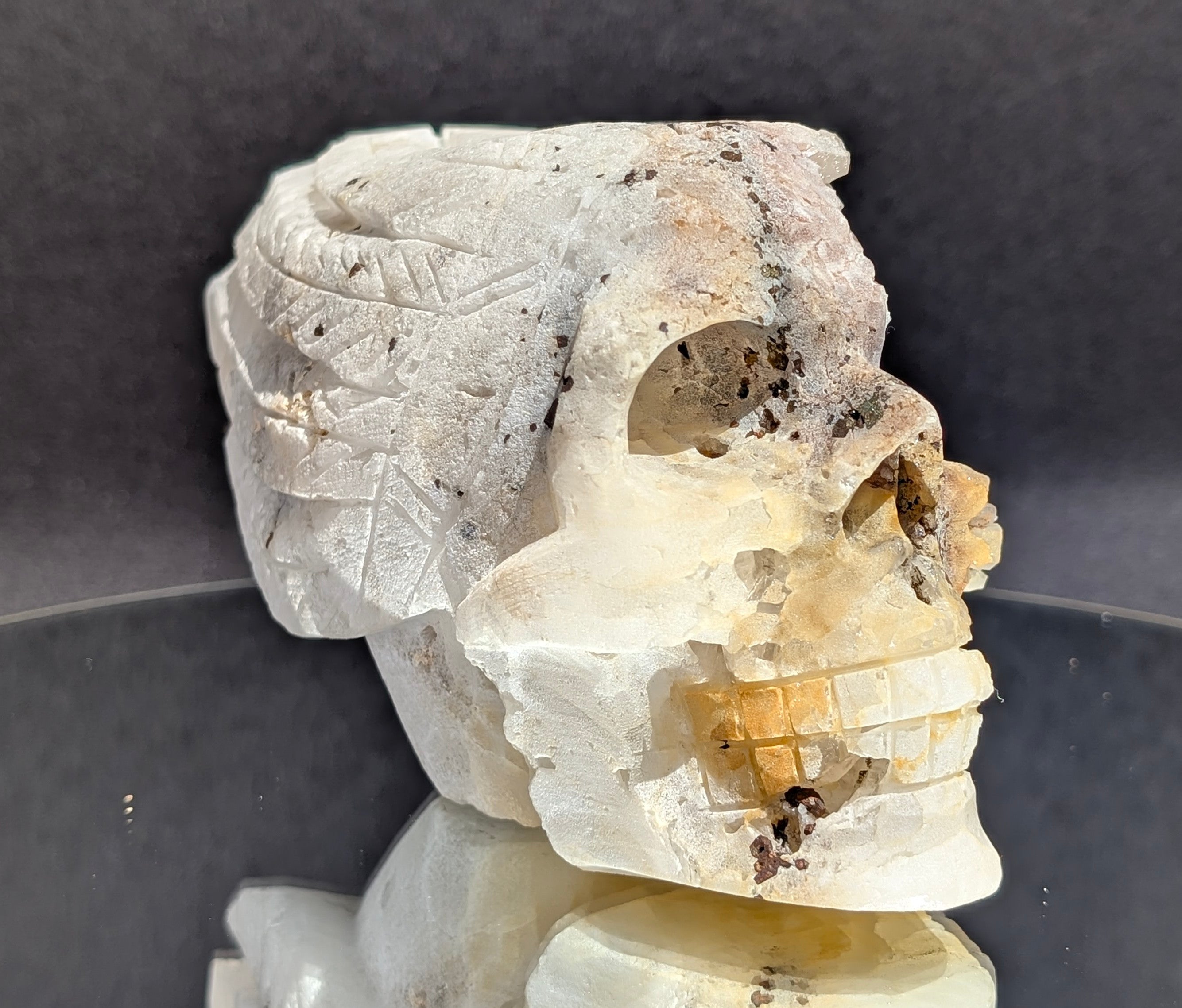 Quartz Skull with Feather Headdress A