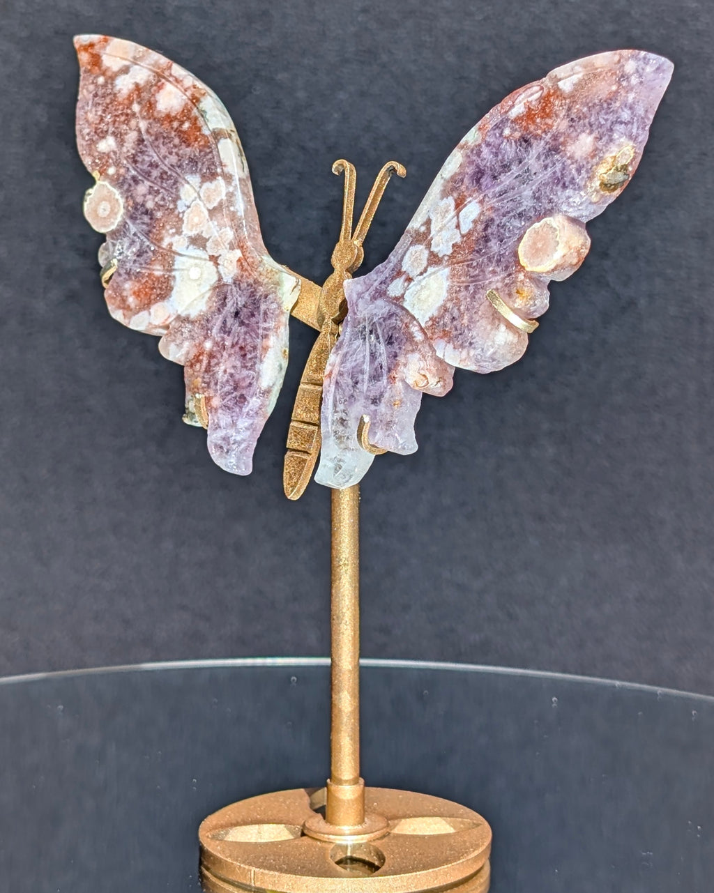 Flower Agate Butterfly on stand C