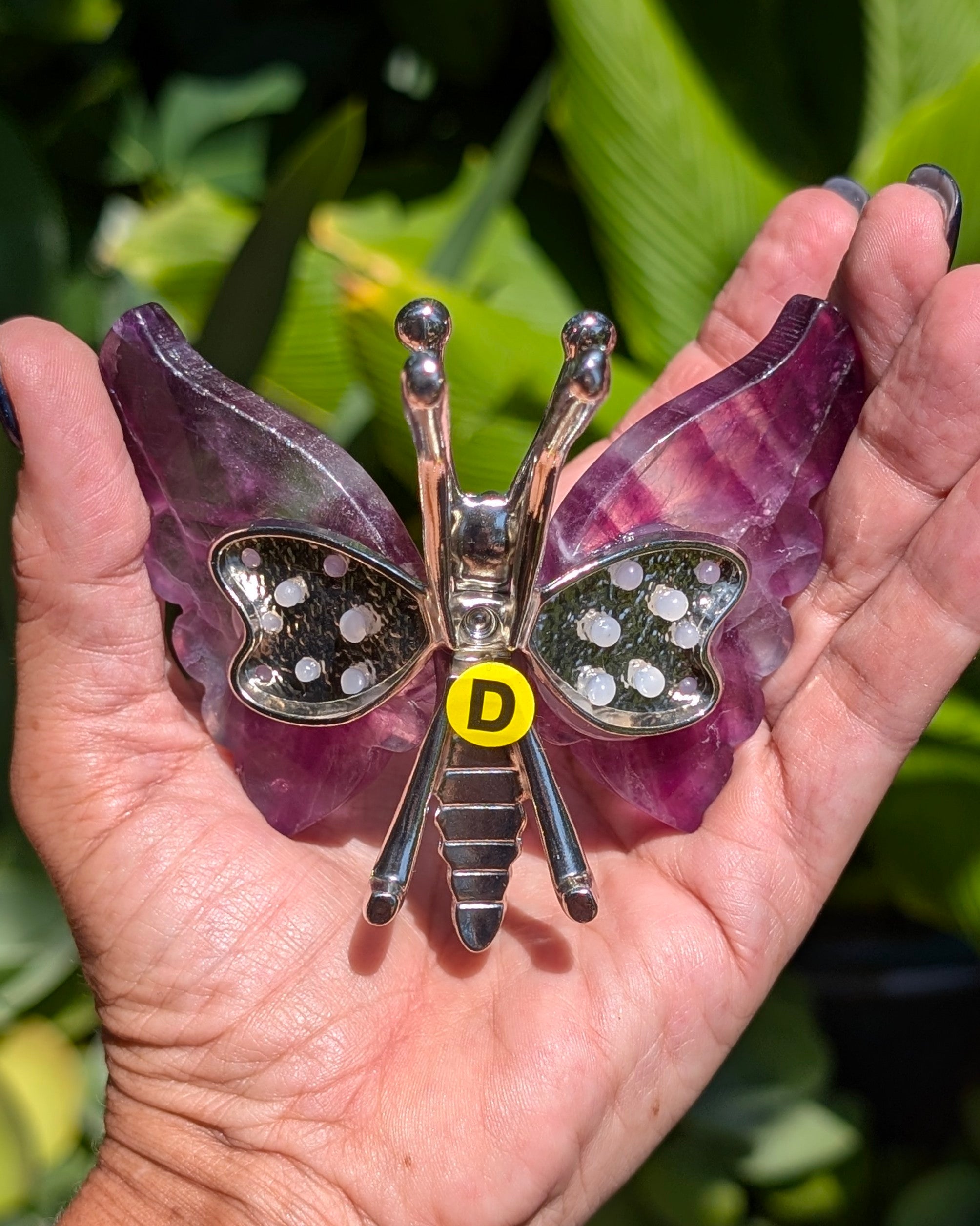 Silver Chrome Butterfly with Amethyst Wings - Opt. D