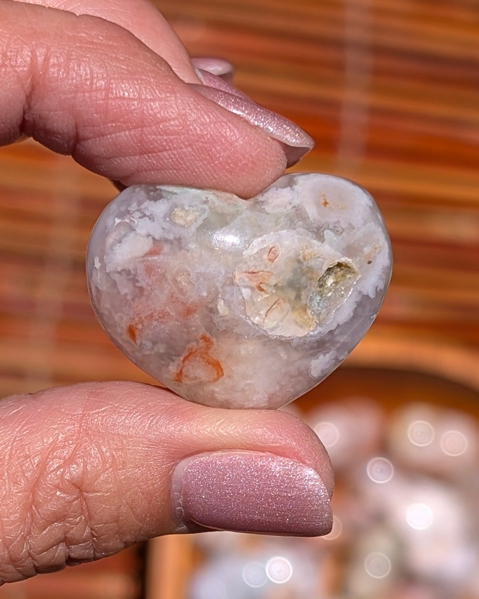 Adorable Flower Agate Mini Hearts