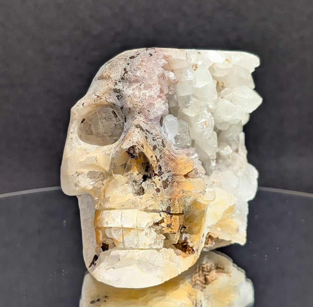 Quartz Skull with Feather Headdress A