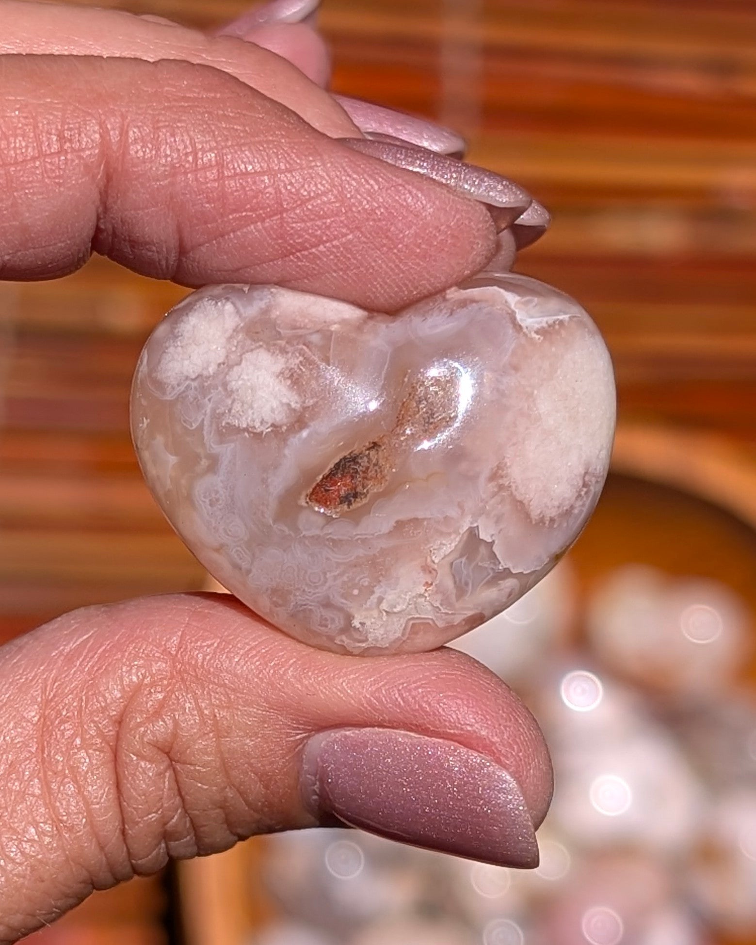 Adorable Flower Agate Mini Hearts