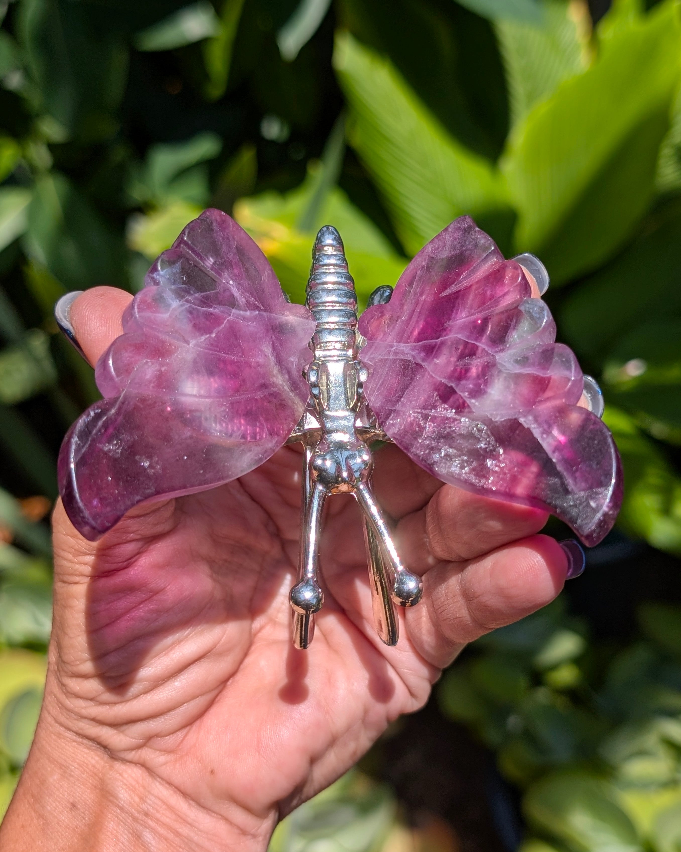 Silver Chrome Butterfly with Amethyst Wings - Opt. D