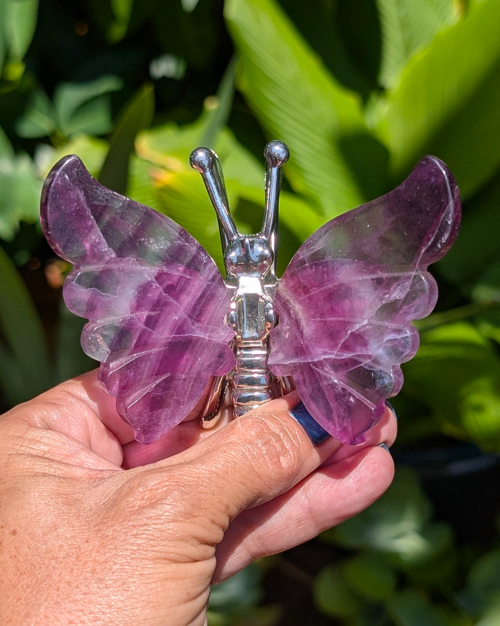 Silver Chrome Butterfly with Amethyst Wings - Opt. D