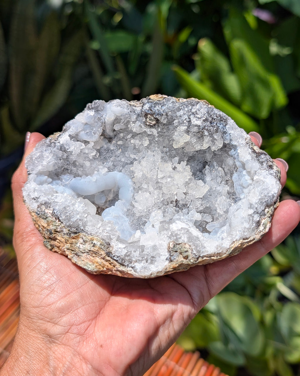 Fluorescent Trancas Geode with Helicites and Chalcedony F