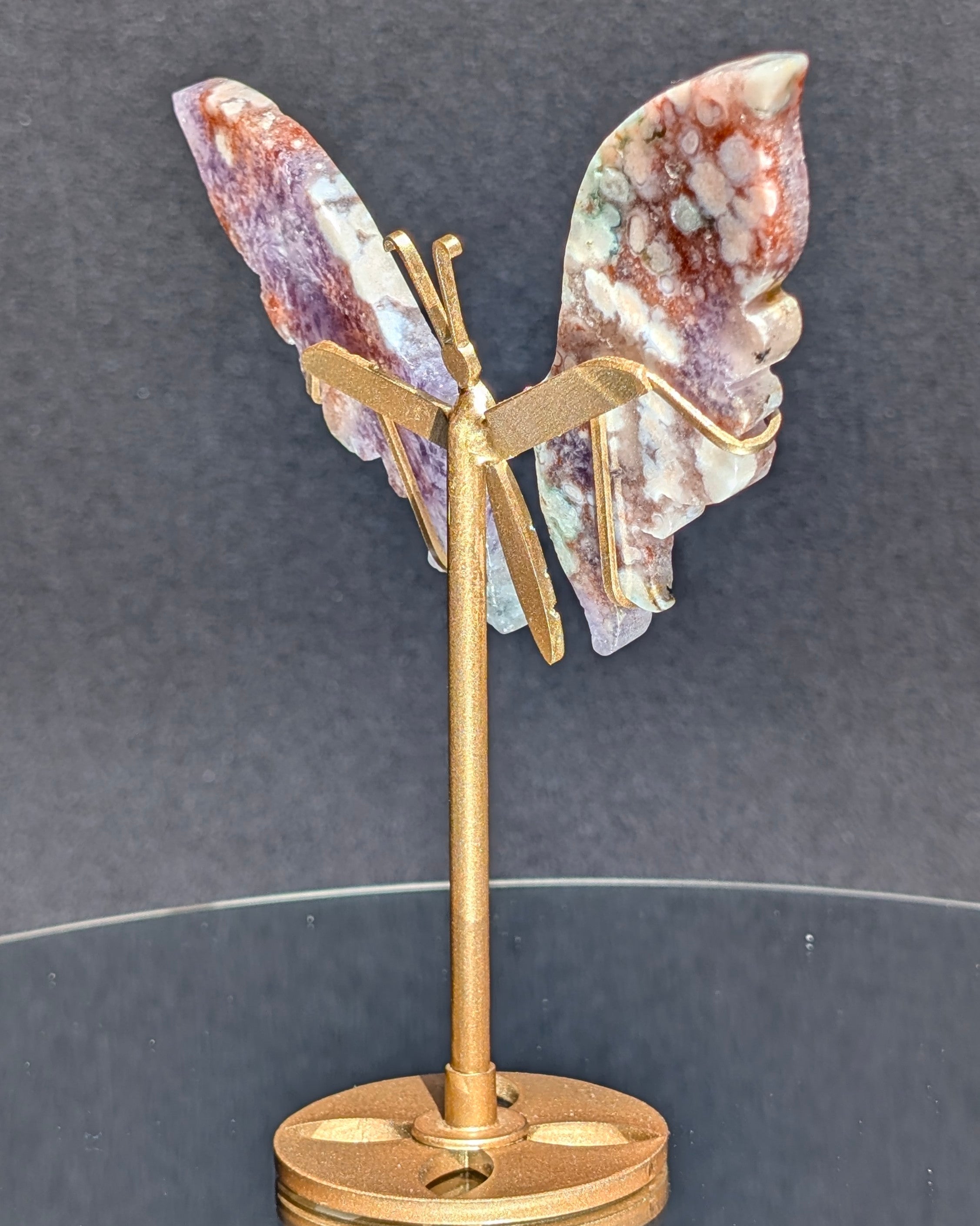Flower Agate Butterfly on stand C