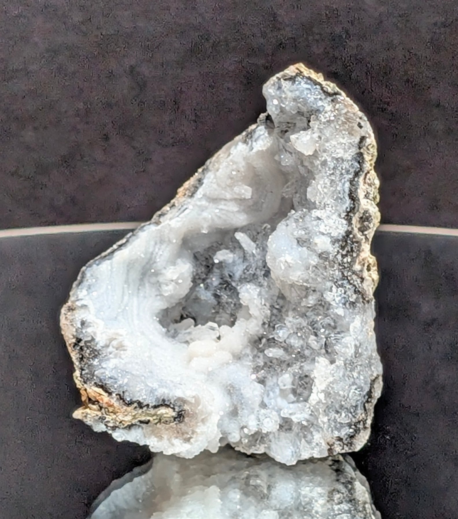 Fluorescent Trancas Geode with Quartz Crystals H