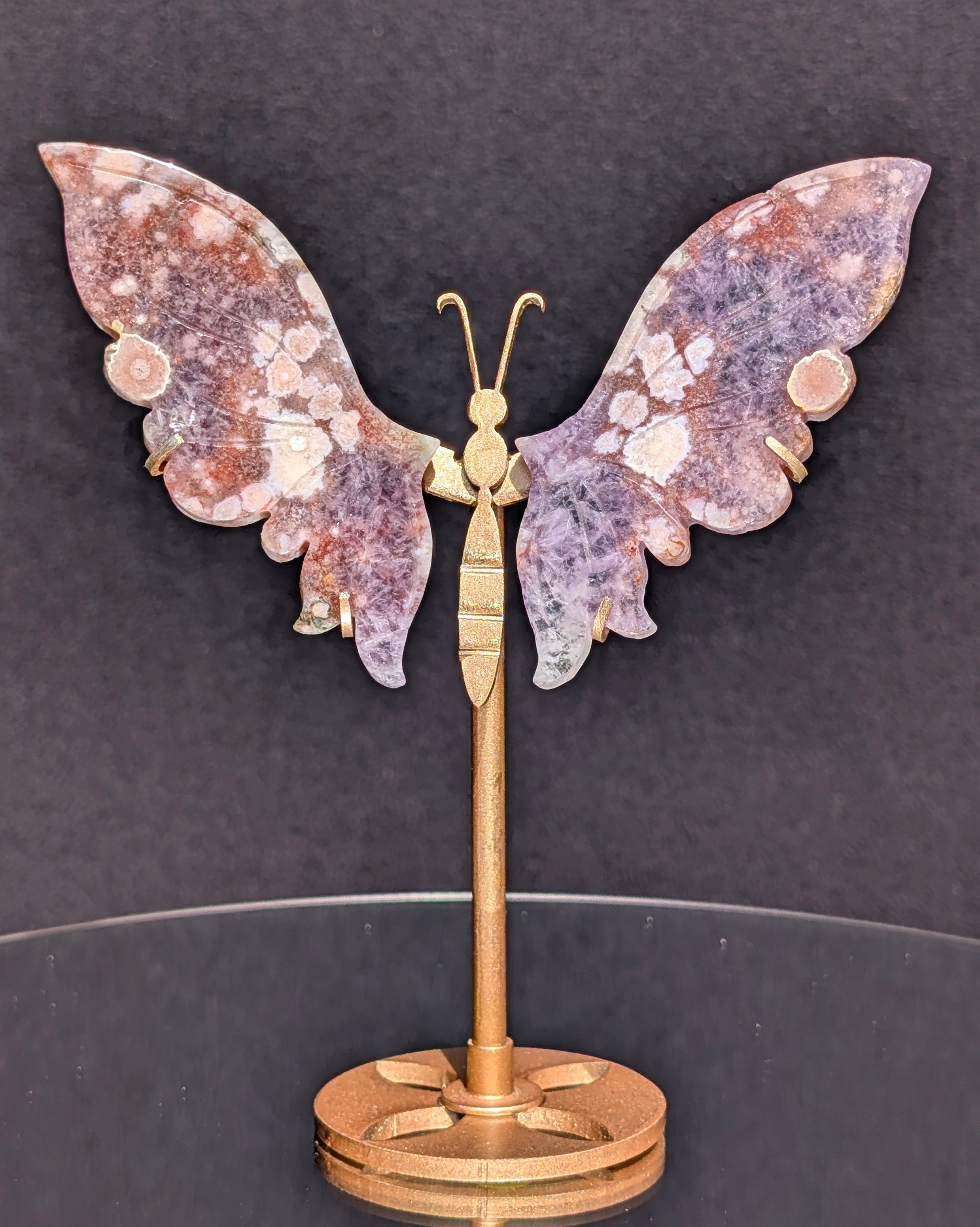 Flower Agate Butterfly on stand C