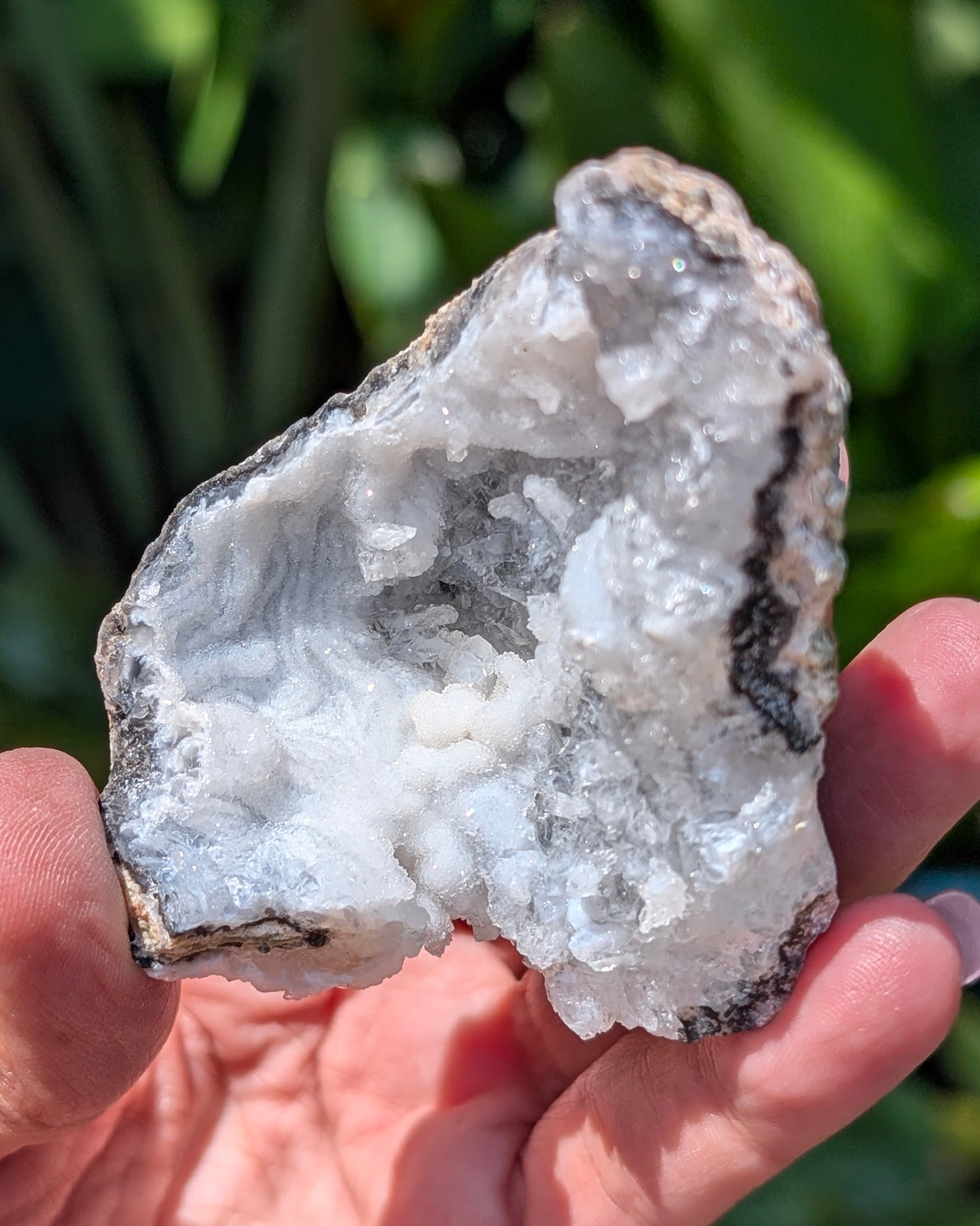 Fluorescent Trancas Geode with Quartz Crystals H