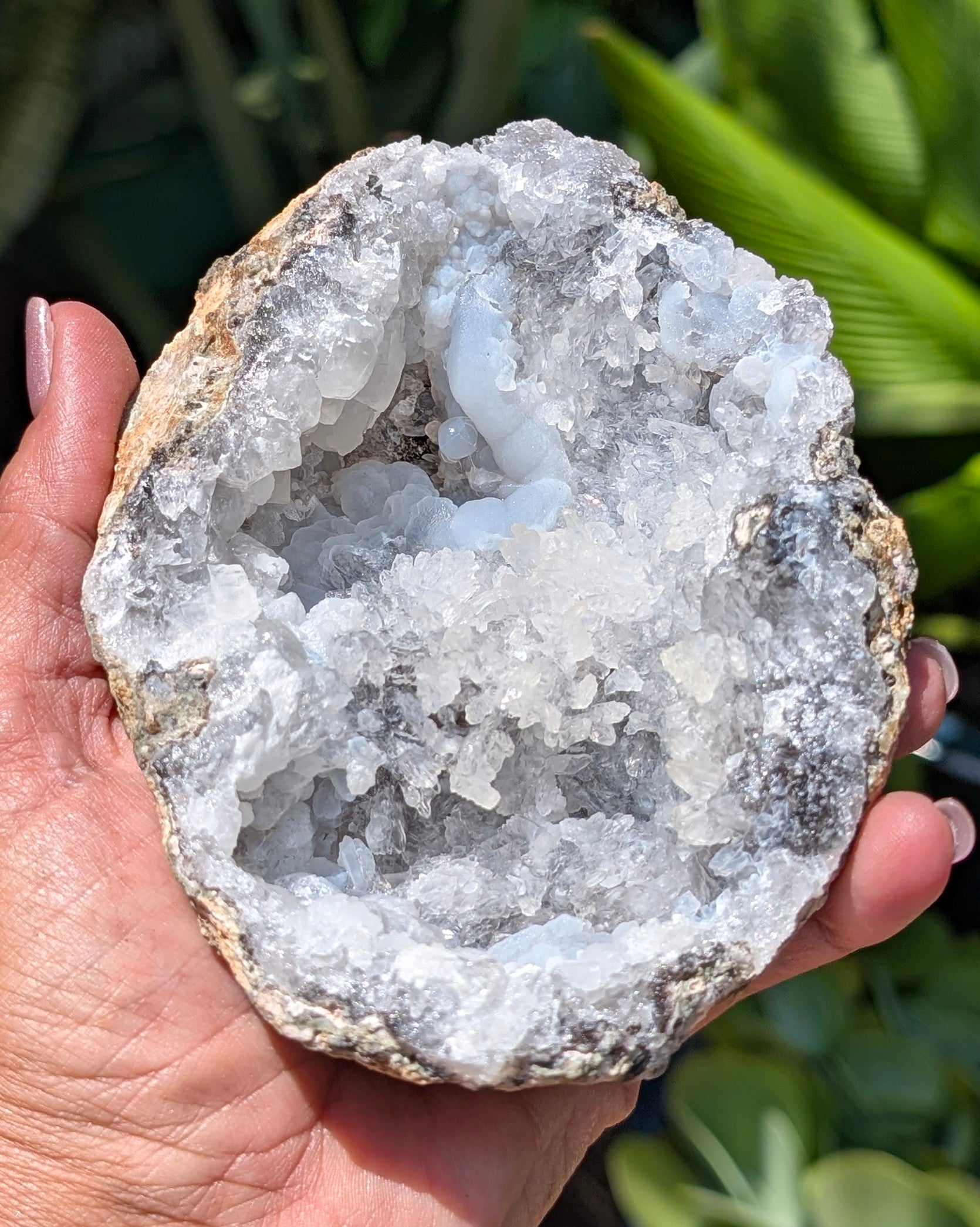 Fluorescent Trancas Geode with Helicites and Chalcedony F