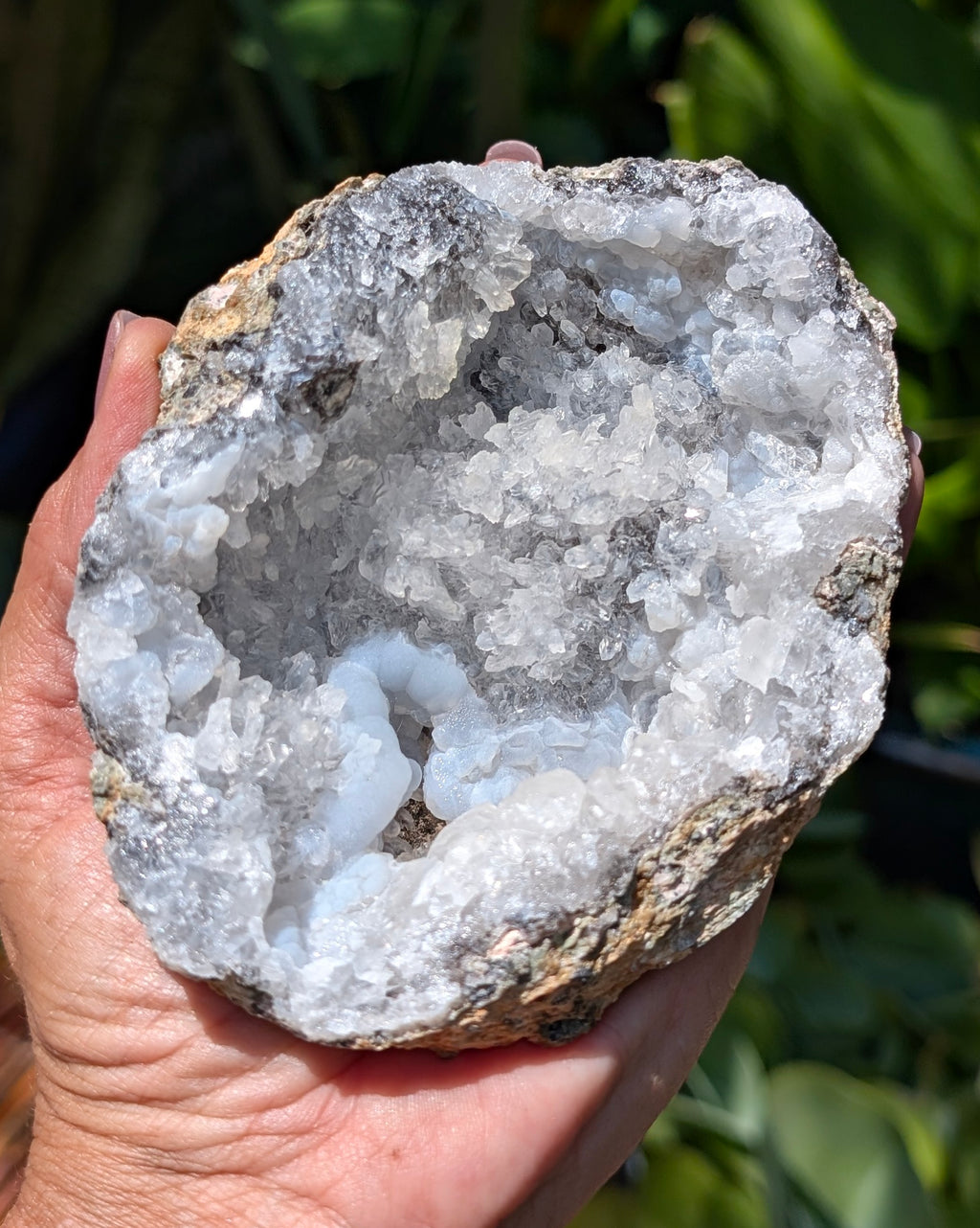 Fluorescent Trancas Geode with Helicites and Chalcedony F