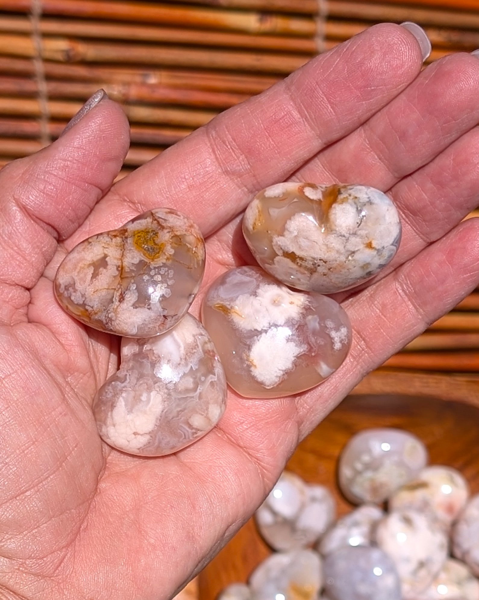 Adorable Flower Agate Mini Hearts
