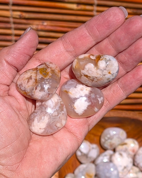 Adorable Flower Agate Mini Hearts