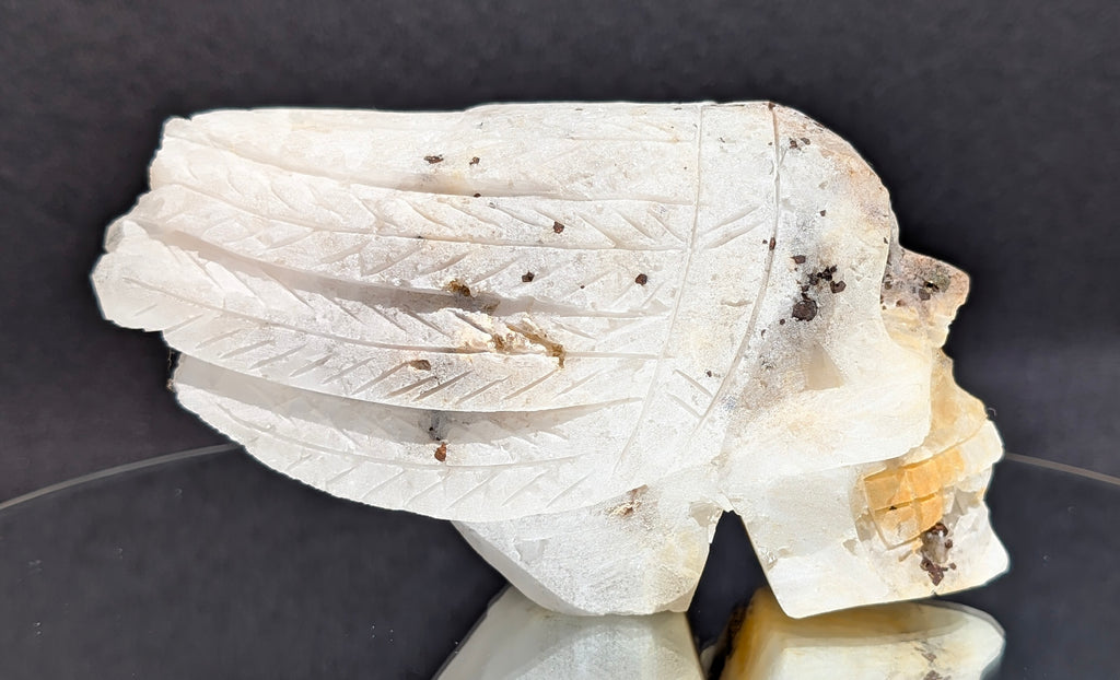 Quartz Skull with Feather Headdress A