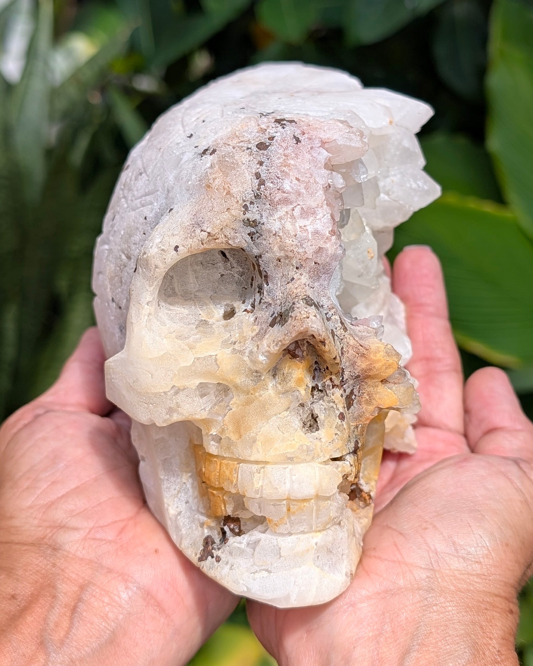 Quartz Skull with Feather Headdress A