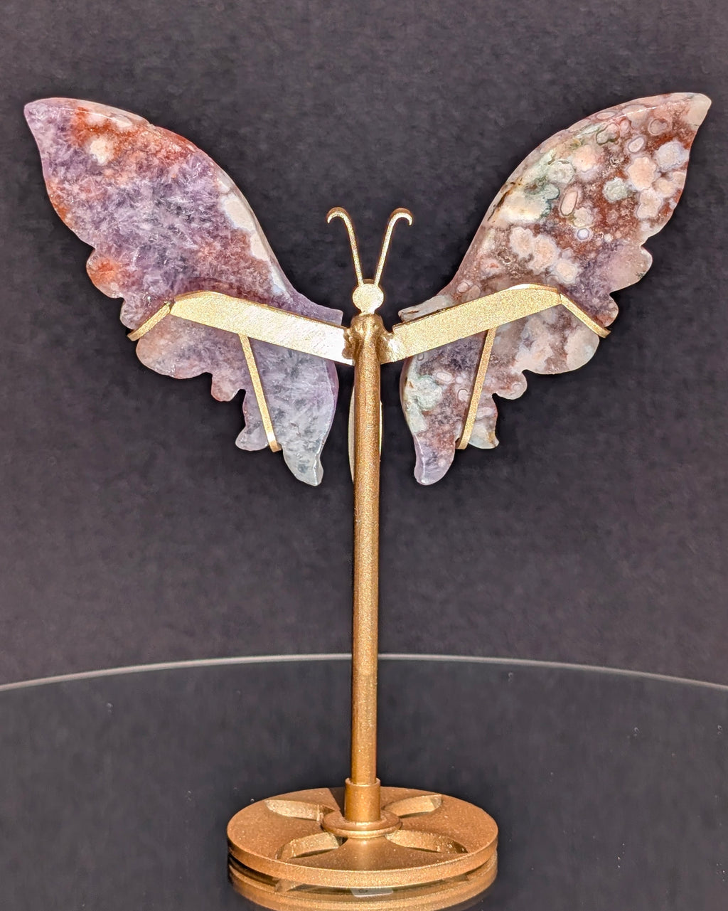 Flower Agate Butterfly on stand C